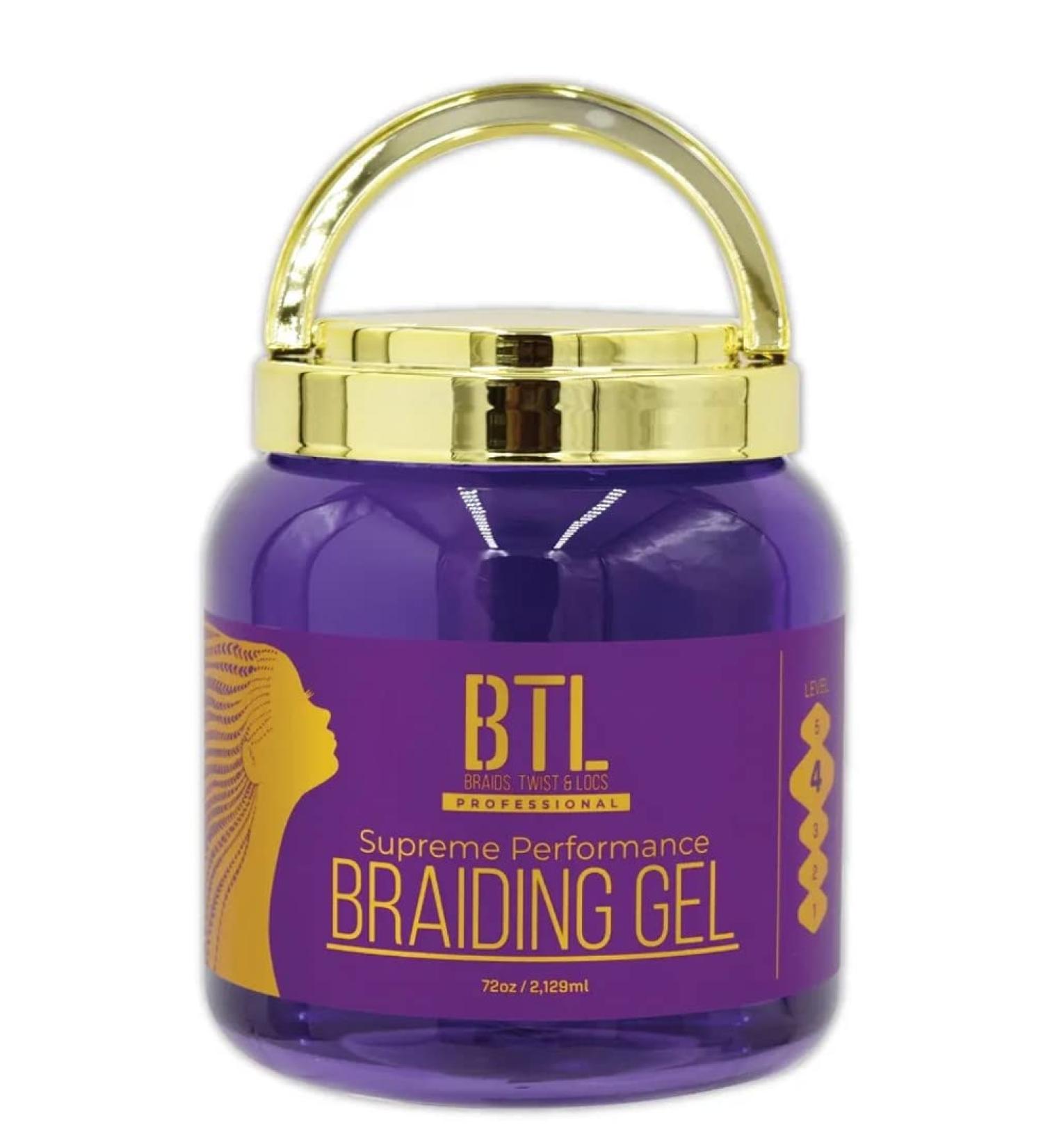 BTL Braiding Gel Supreme 72 Oz Bulk Super Size Jar - Ultimate Hair Styling Solution for Braids Locs & Twists | Long-Lasting Strong Hold | Non-Greasy & Lightweight Formula | Natural Ingredients for Healthy Hair Growth