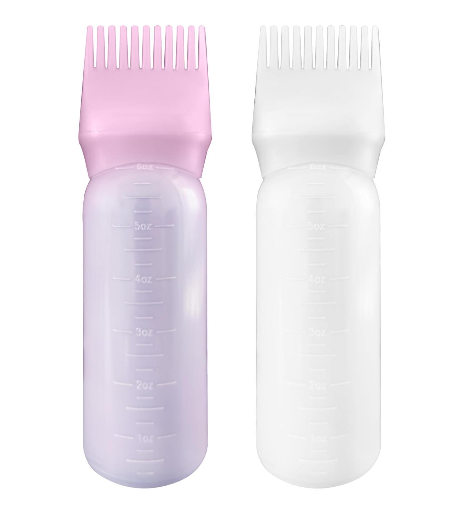 FYJLXF 2Pcs Root Comb Applicator Bottle 6 Ounce Hair Dye Applicator Brush Transparent Applicator Bottle with Graduated scale Hair Coloring Dye and scalp treament essential (Pink) - Buy Online on GoSupps.com