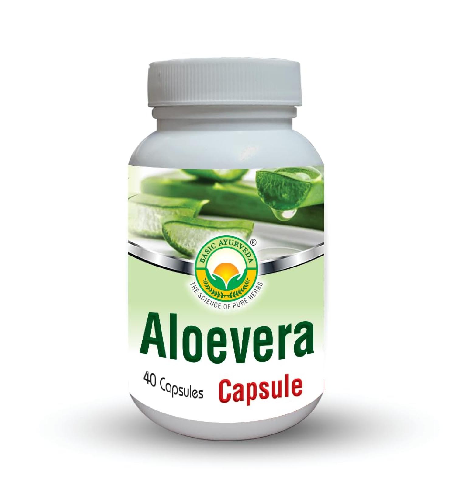 BASIC AYURVEDA Aloe Vera Capsules - 460 MG | Support Gut Health, Digestive Health & Immune Health | Natural Herbal Supplement | Helps Maintain Balanced Stomach Acidity, Aloin Free | 40 Capsules - Buy Online on GoSupps.com