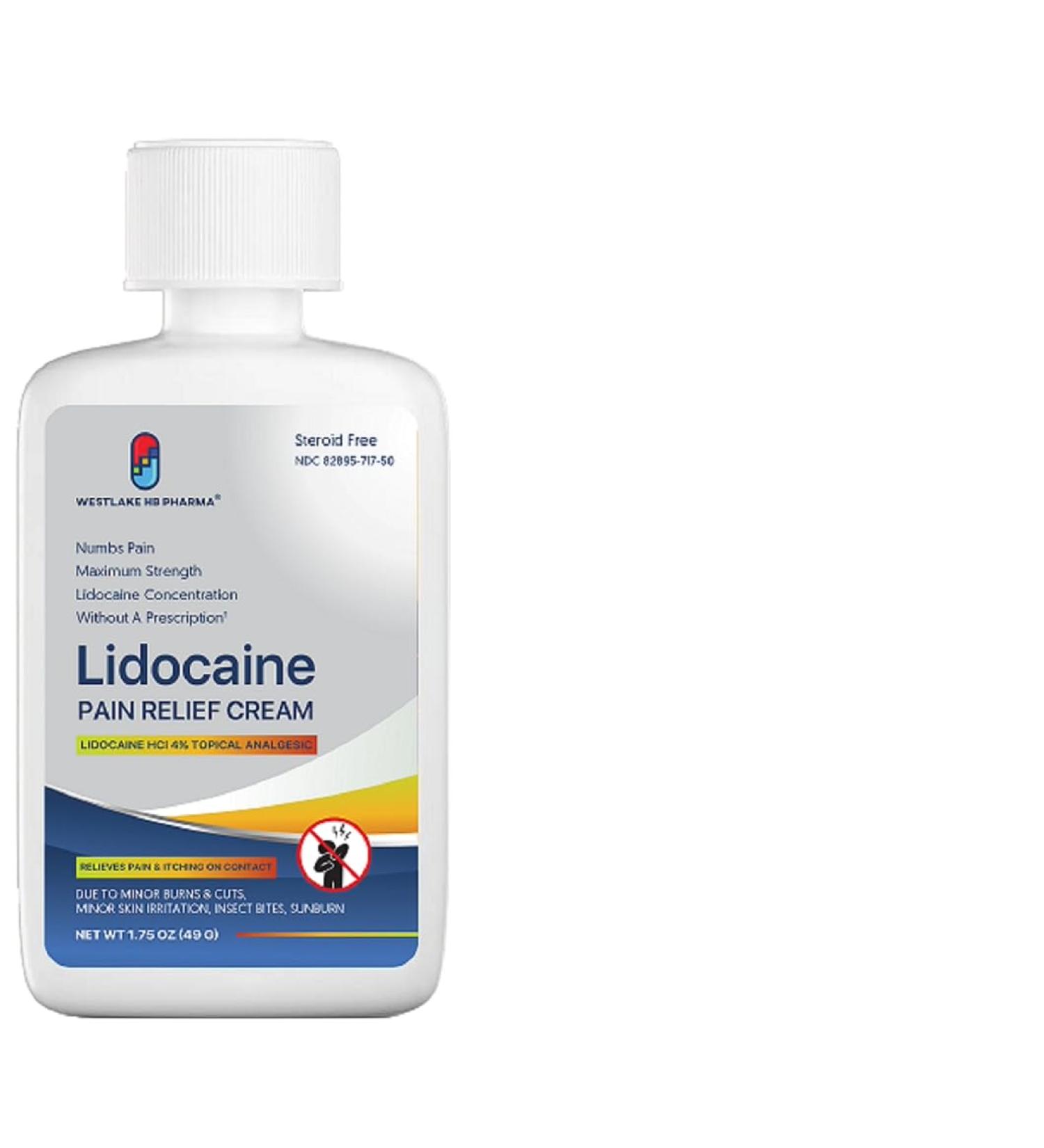 Westlake Lidocaine 4% Muscle & Joint Pain Relief Cream - Maximum OTC Strength for Fast Numbing & Soothing Relief - International Shipping Available - Buy Online on GoSupps.com