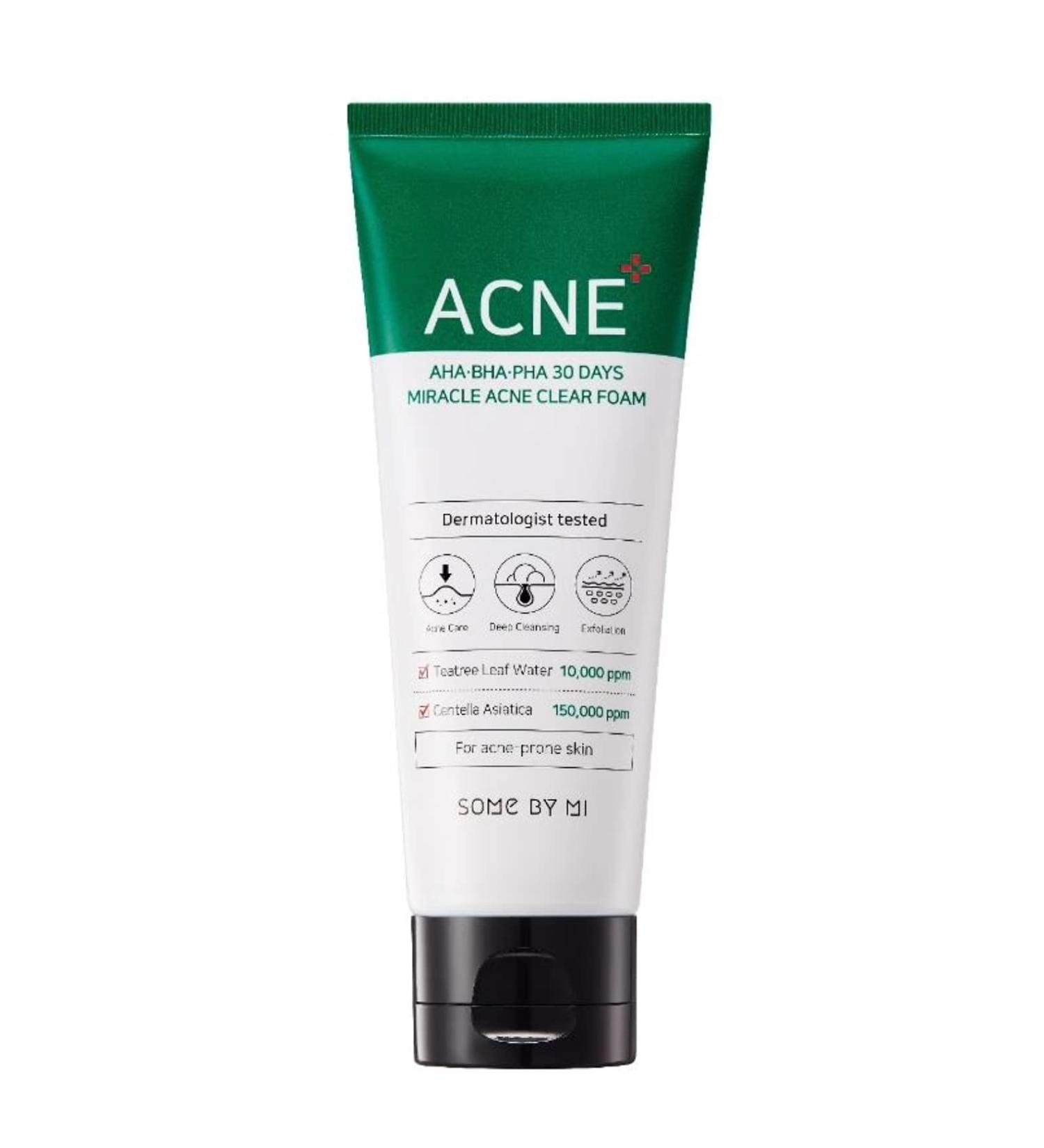 SOME BY MI AHA-BHA-PHA 30 DAYS MIRACLE ACNE CLEAR FOAM (100 ml)- Functional face cleanser - Buy Online on GoSupps.com