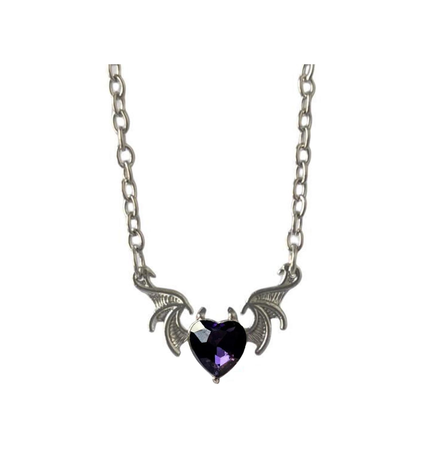 Kuaiyiju Gothic Heart Devil Wing Choker Necklace - Violet Alloy Party Jewelry - Buy Online on GoSupps.com