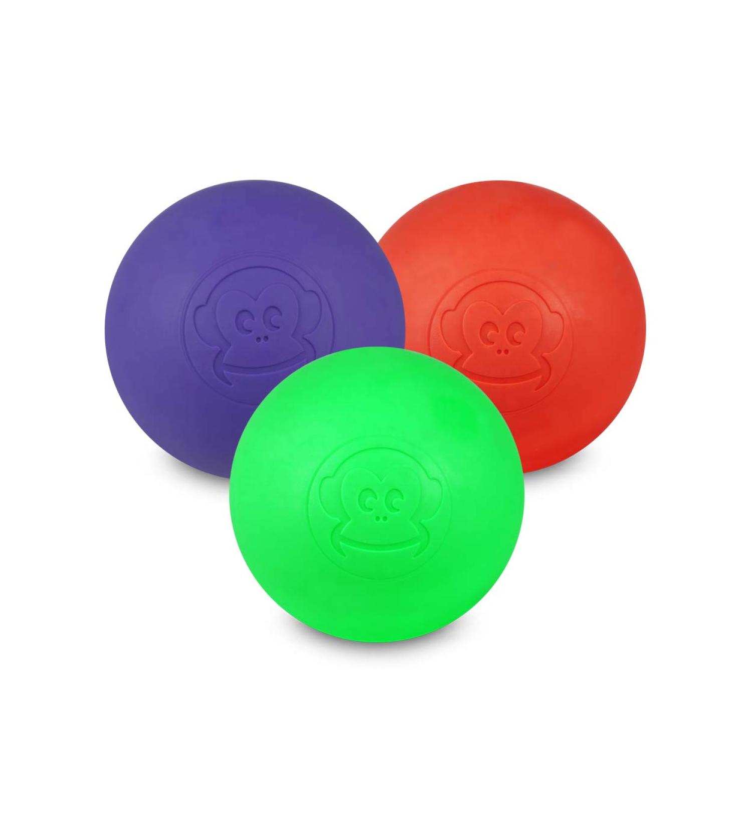 Captain Lax Massage Ball Original - Set of 3 Hard Rubber 6cm Lacrosse Balls for Trigger Point & Fascia Massage - Purple Red Neon Lime - Buy Online on GoSupps.com
