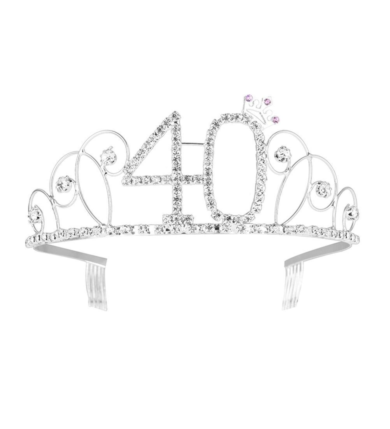 Veewon 40th Birthday Tiara Crown Crystal Princess Crowns Happy Birthday Hair Accessories - Buy Online on GoSupps.com