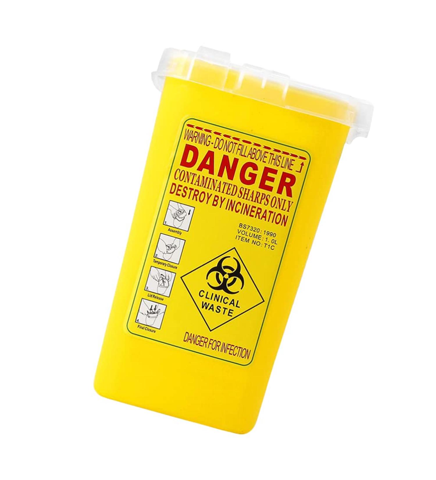 Healvian Sharps Container Sharps Disposal Container Biohazard Needle and Syringe Disposal Small Sharps Bin Professional Needle Container (Yellow) Sharps Disposal Box - Buy Online on GoSupps.com