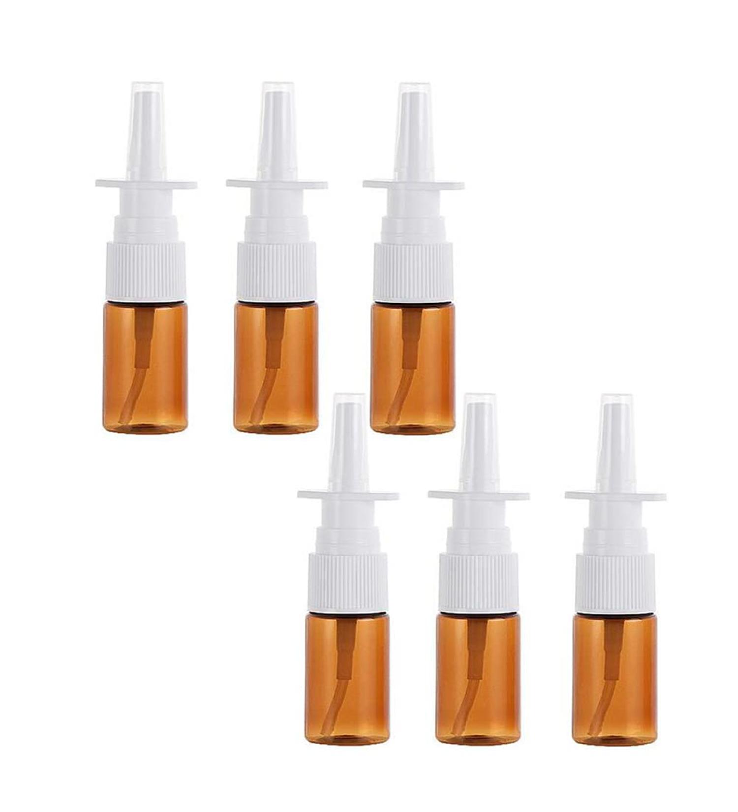 QUUPY 6PCS 10ml Empty Amber Glass Nasal Spray Bottles - Refillable Makeup & Travel Container Jars - Buy Online on GoSupps.com