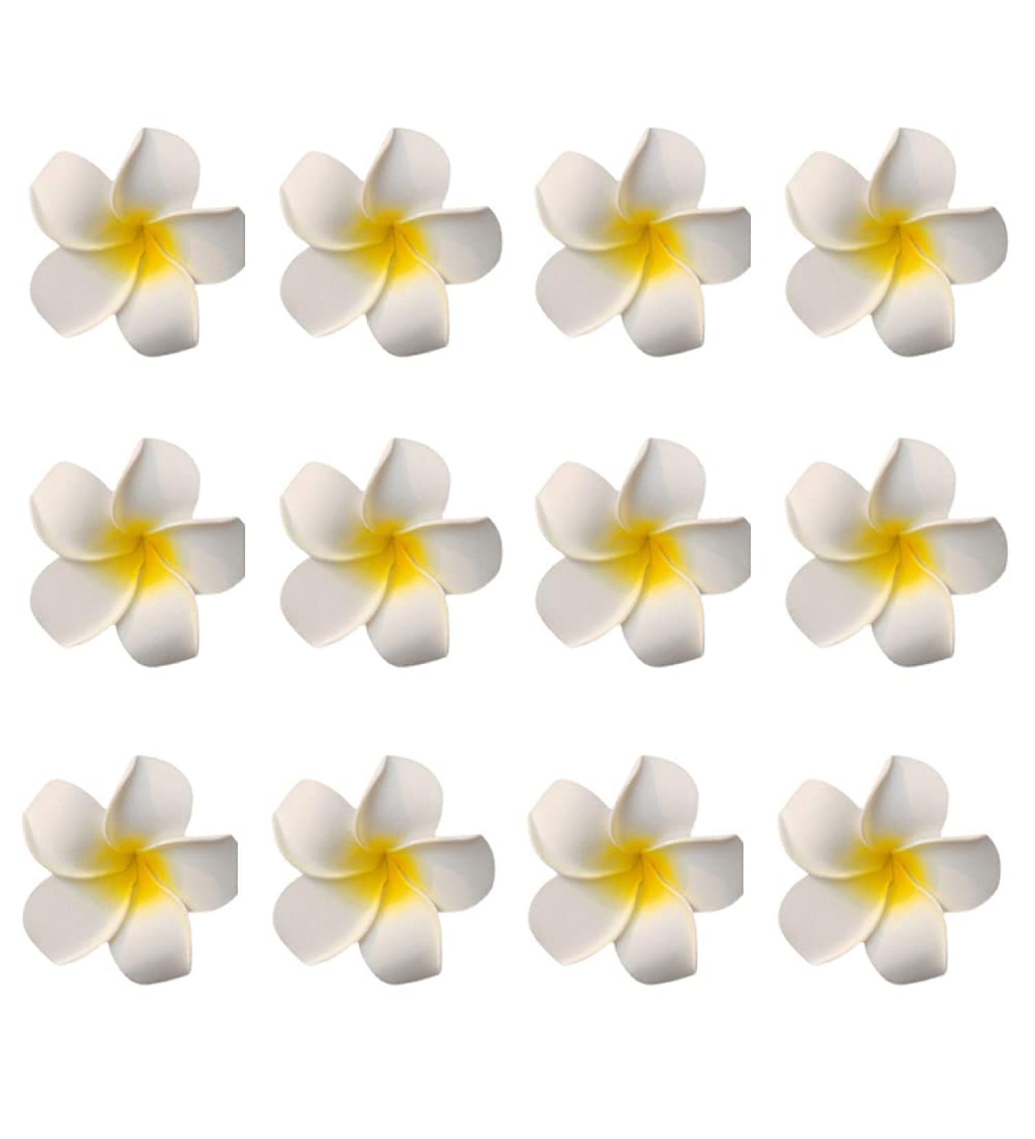 12PCS 2.4Inch White Foam Hawaiian Frangipani Flower Hair Clips - Bridal Wedding Party Accessories - Buy Online on GoSupps.com