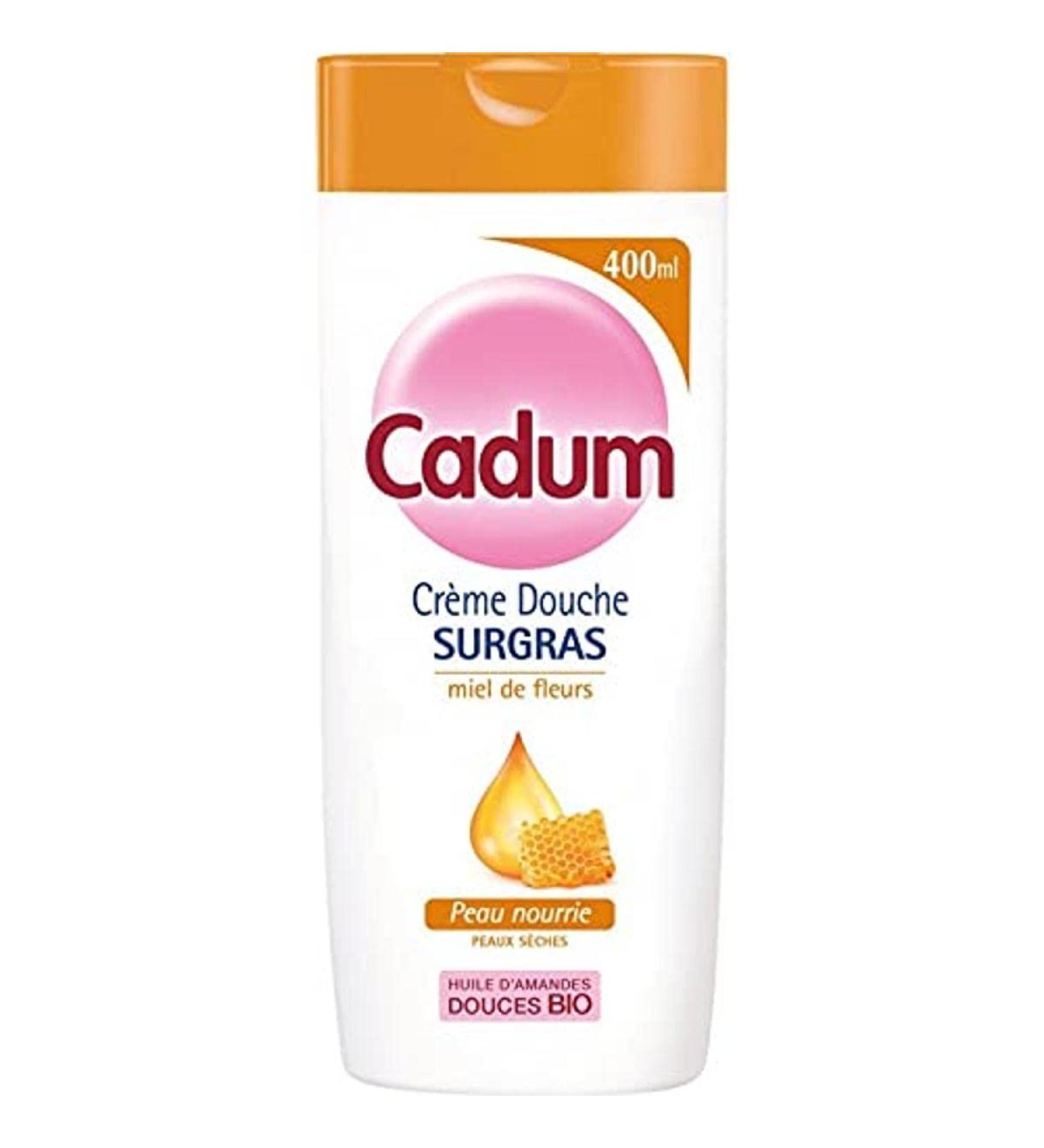 Cadum Cadum Extra-Rich Shower Cream Organic Sweet Almond Oil and Organic Flower Honey Protects Dry Skin - 400ml Bottle