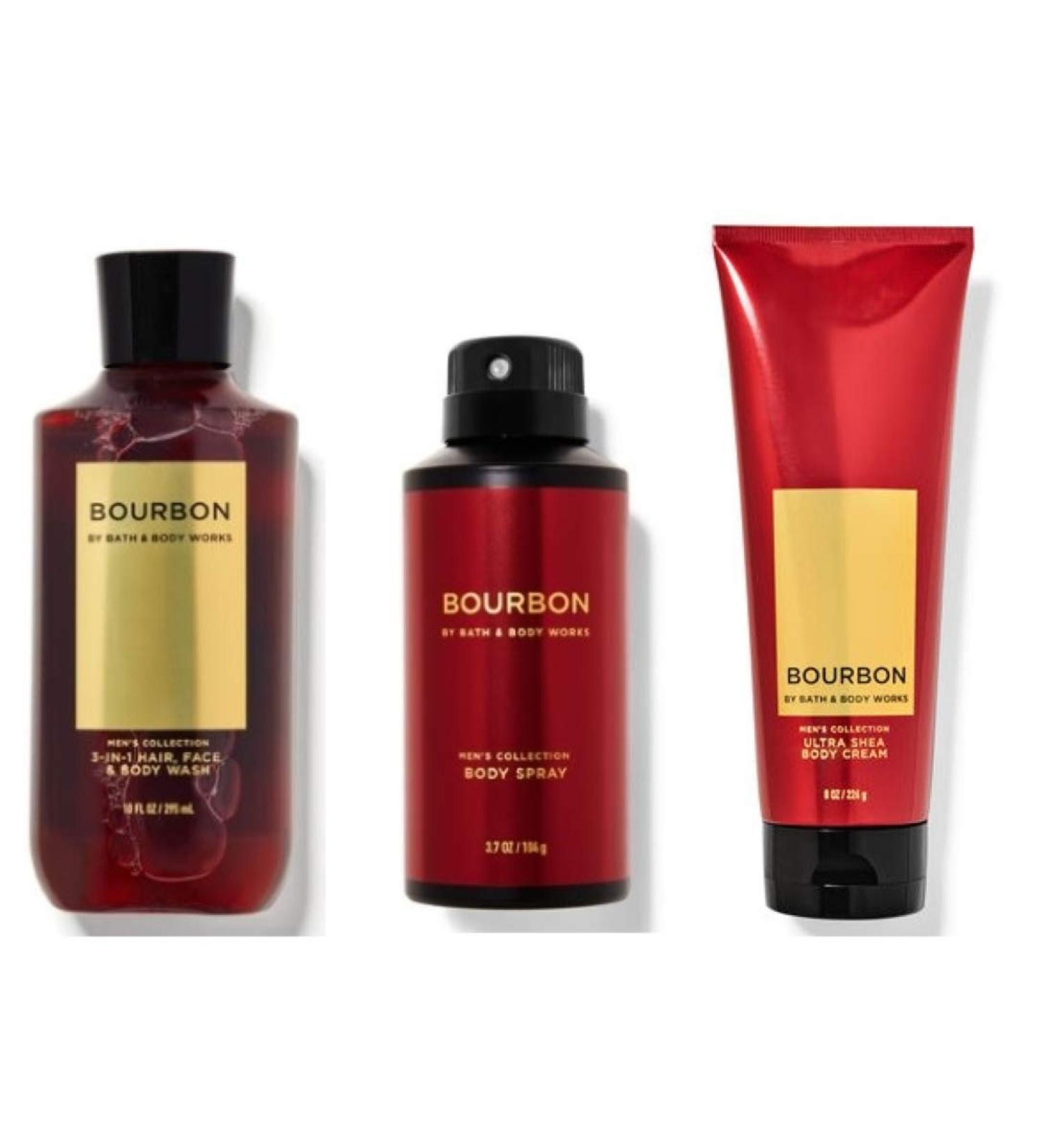 Bath & Body Works Bourbon Set: Ultra Shea Body Cream, 2-in-1 Hair + Body Wash, Deodorizing Body Spray - Buy Online on GoSupps.com