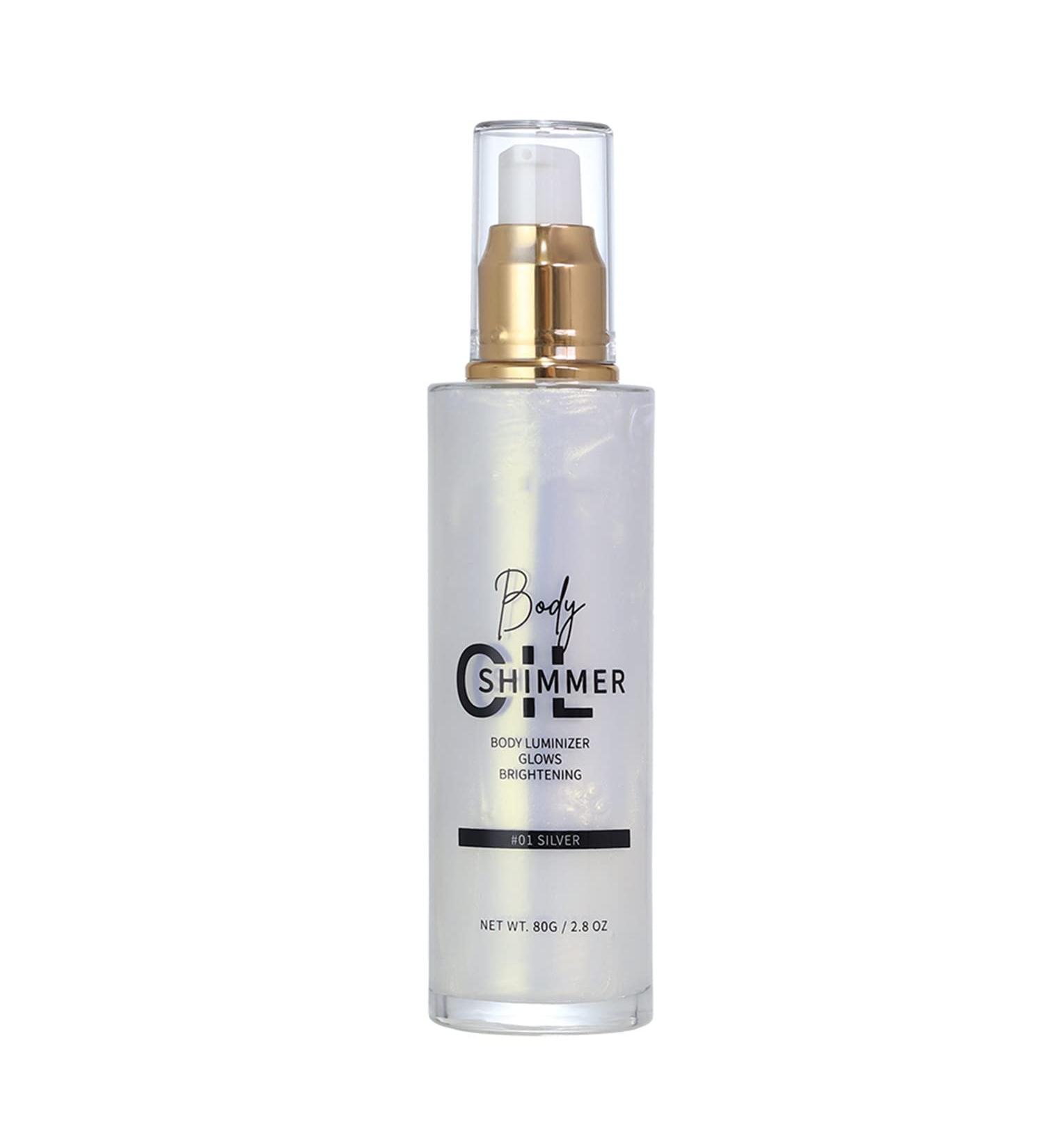 Shimmer Body Oil Highlighter - Waterproof Luminizer for Face & Body (01 Pearl White) - Buy Online on GoSupps.com