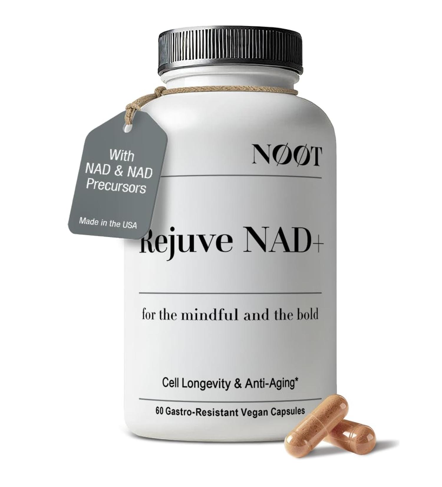NOOT Rejuve Liposomal NAD+ Supplement for Women and Men Nicotinamide Adenine Dinucleotide with NAD Precursors Nicotinamide Riboside(NR) Niacin Vegan Anti Aging Supplement for Longevity 60 Capsules - Buy Online on GoSupps.com