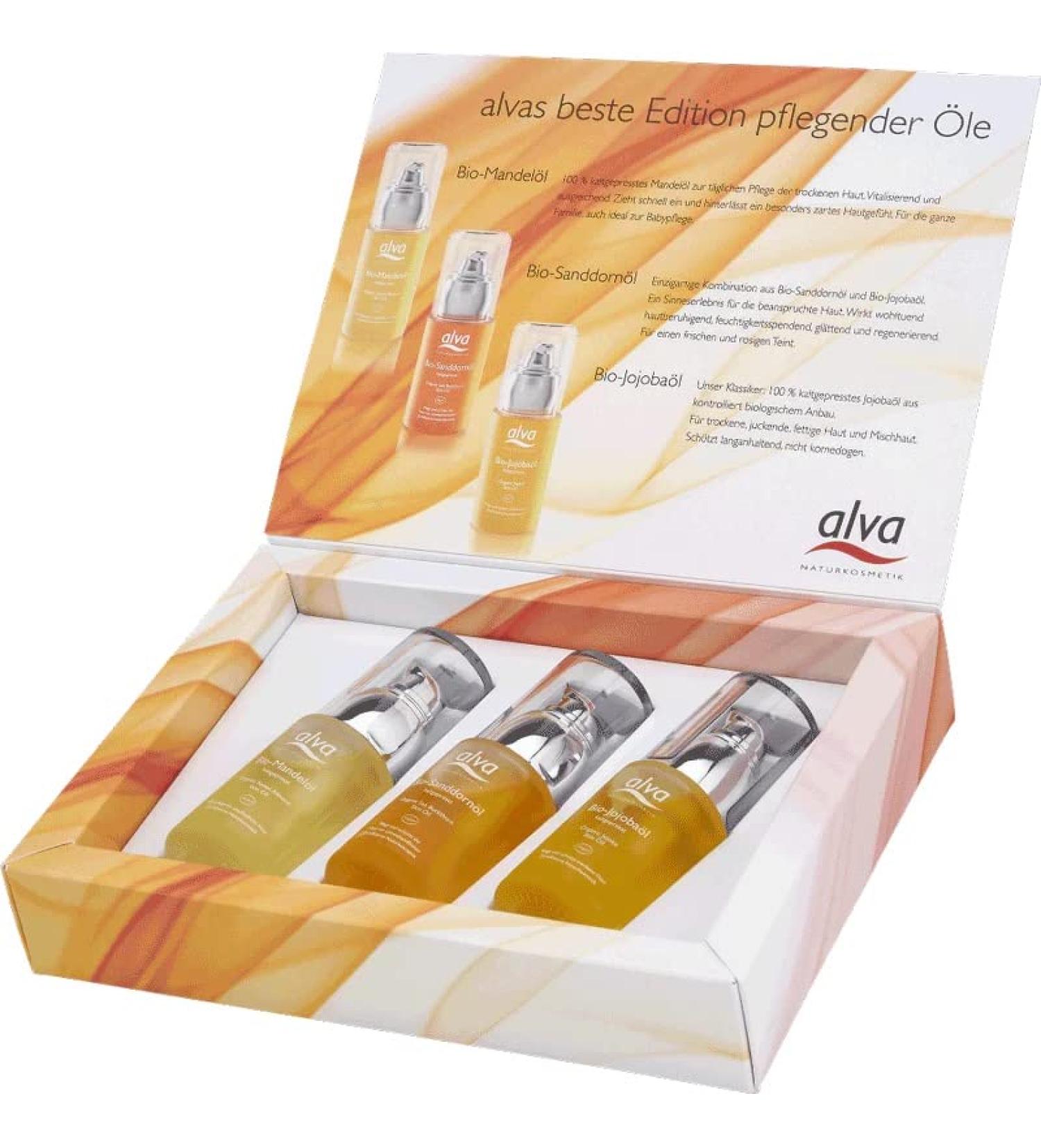 Alva Naturkosmetik Trial Set: Premium Organic Skin Oils - Sea Buckthorn Jojoba & Almond Oil - Buy Online on GoSupps.com