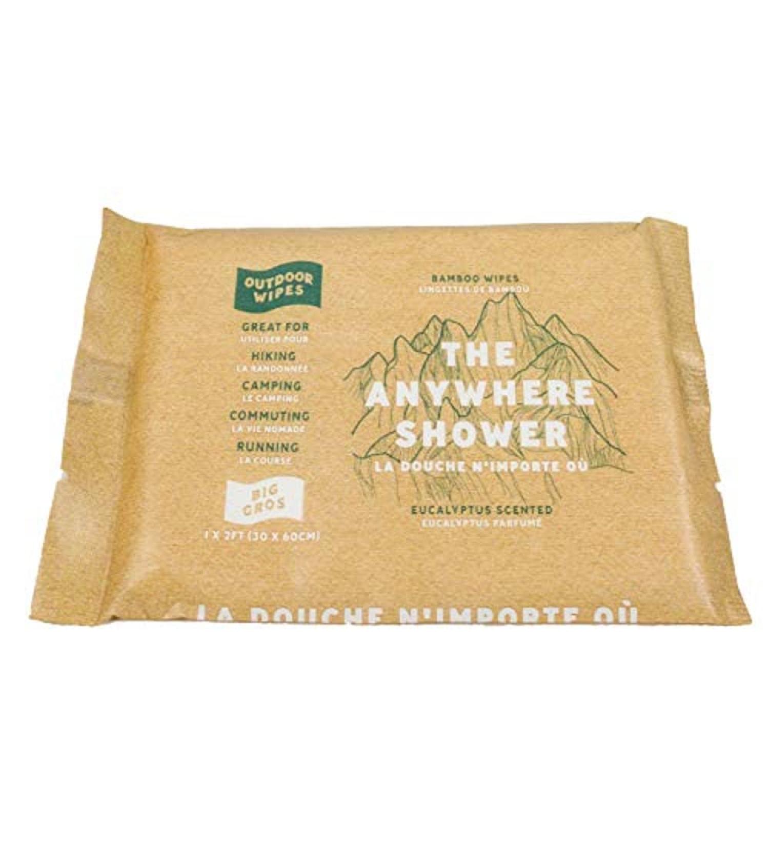 The Anywhere Shower Outdoor Wipes Box of 12 Wipes Eucalyptus Size Big (1 x 2 feet) - Buy Online on GoSupps.com