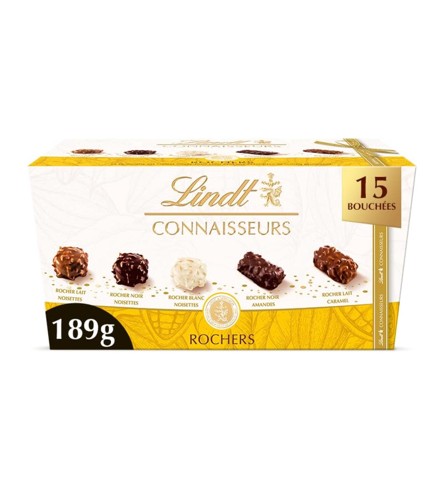 Lindt - Ballotin de Chocolats CONNAISSEURS - Assortiment de Rochers - Pour offrir ou se faire plaisir 189g - Buy Online on GoSupps.com