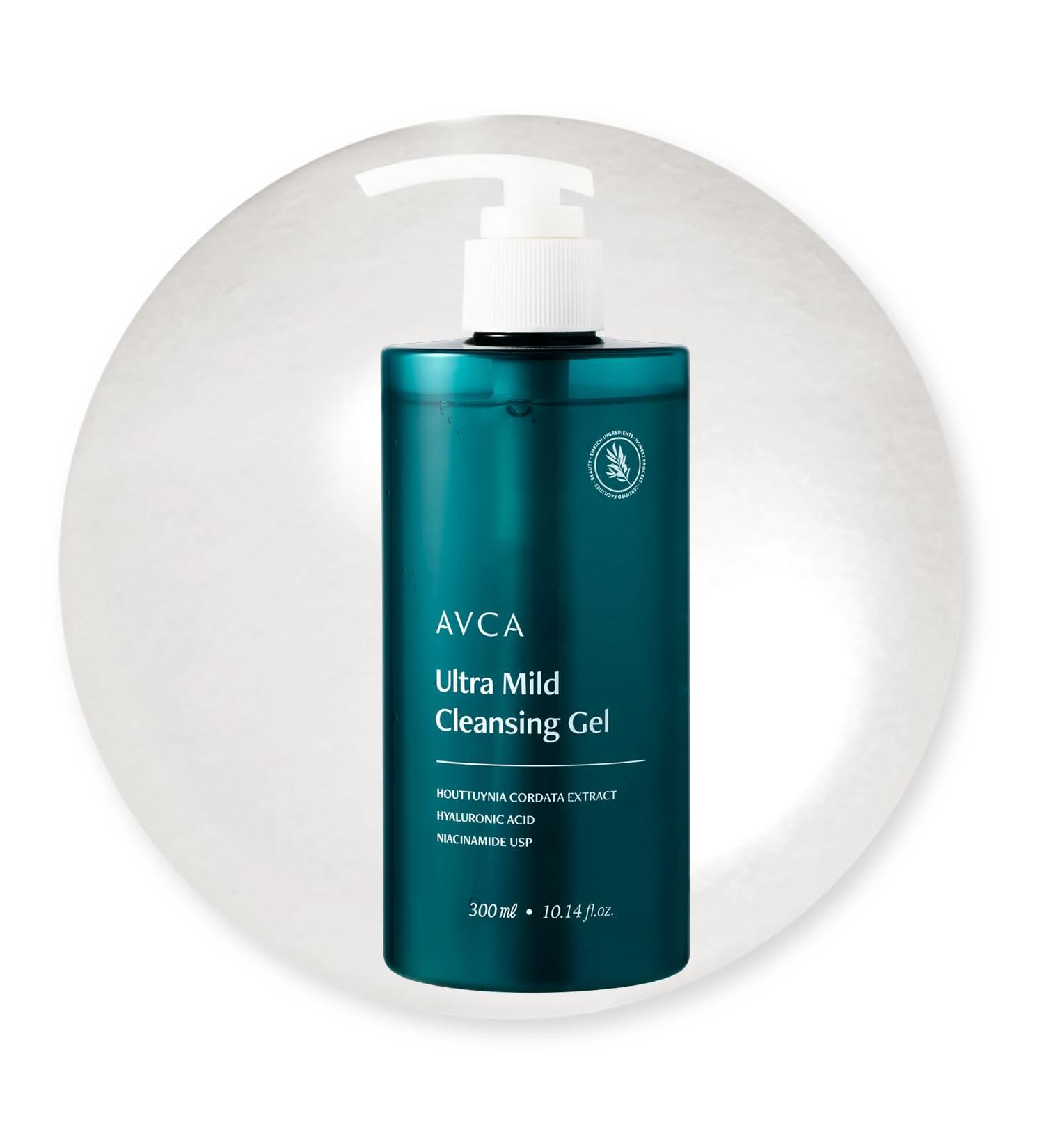 AVCA Ultra Mild Cleansing Gel Face Wash 300 mL (10.14 fl oz) - Gentle Hydrating Cleanser, Hyaluronic Acid & Niacinamide, Heartleaf Extract, Low-Irritation Foaming Rinse - Buy Online on GoSupps.com