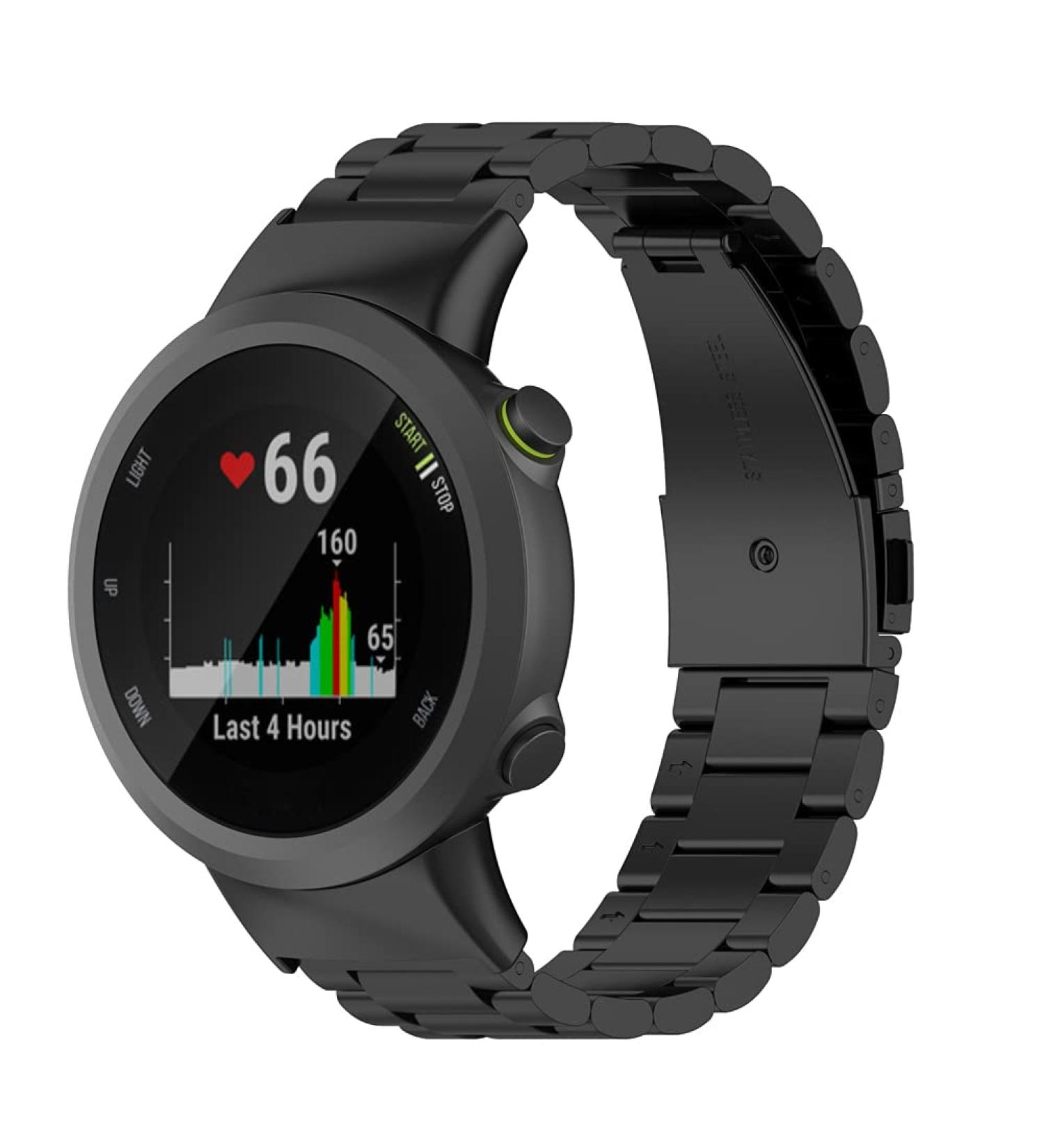 Stainless Steel Metal Bracelet Replacement for Garmin Forerunner 45 & Swim 2 - Kobmand Compatible (Black) - Buy Online on GoSupps.com