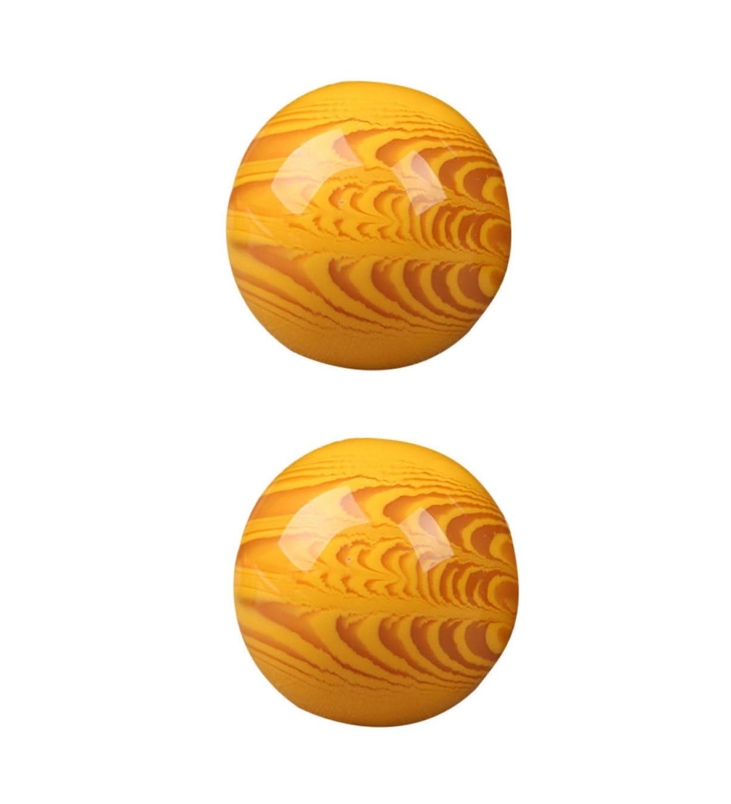 CLISPEED 2pcs Sea Willow Health Ball - Quartz Baoding Lacrosse Balls for Deep Tissue Massage & Muscle Relaxation - Natural Resin Trigger Point Balls - 5x5CM Yellow - Buy Online on GoSupps.com
