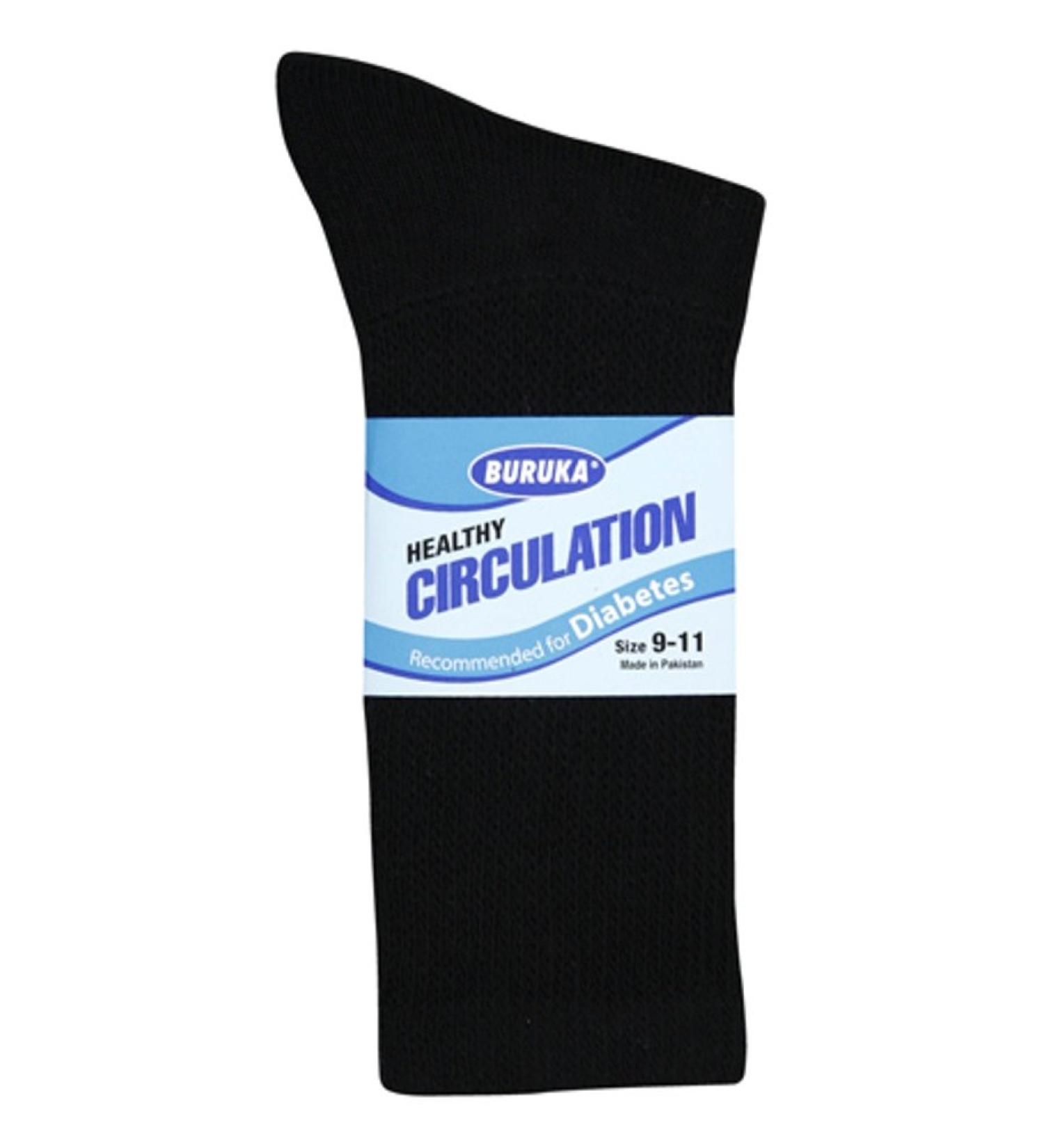 3 Pairs Men Healthy Circulation Diabetic Crew Socks 9-11 ( Shoes sizes 8-10) Black