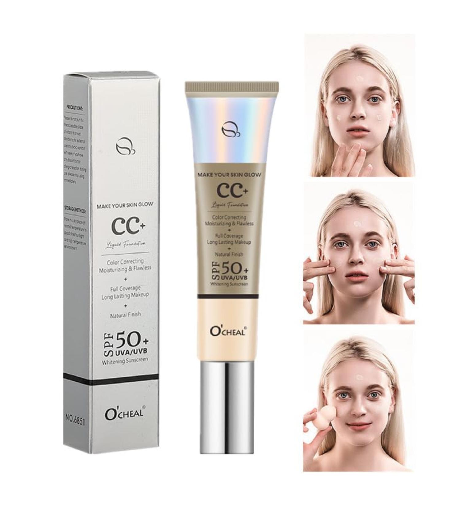 CC Cream Foundation Makeup Moisturizing Skin Tone Adjusting CC Cream Liquid Foundation Concealer Lasting Makeup Foundation Even Skin Tone Makeup Base Prime - Buy Online on GoSupps.com