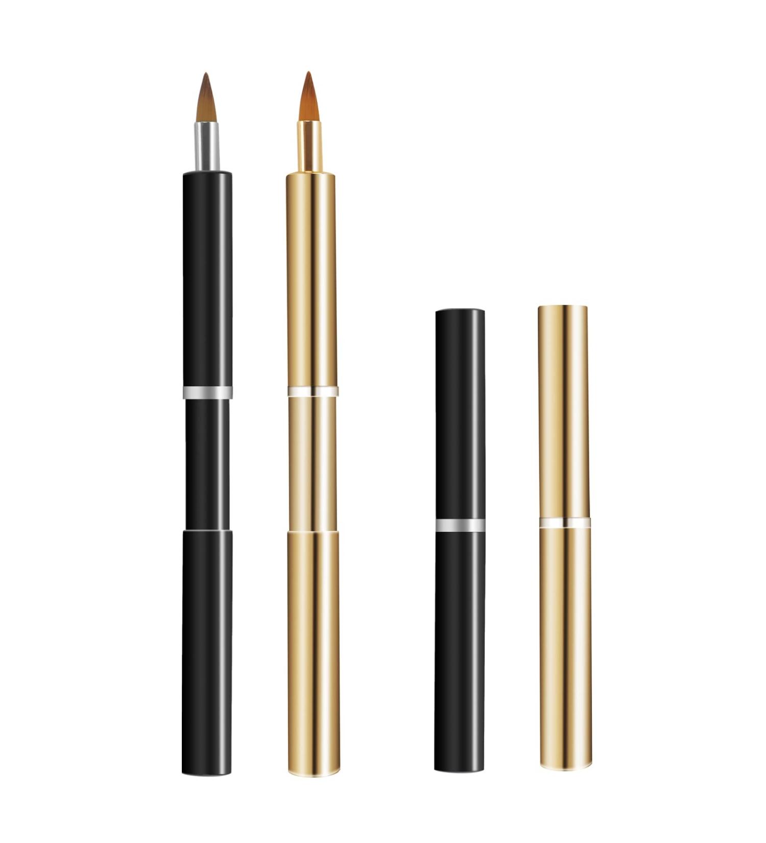 Arqumi Retractable Lip Brush Set - Portable Travel Lip Liner Applicators for Women & Girls, Lightweight Design with Protective Lid - 2PCS Black & Gold - Buy Online on GoSupps.com