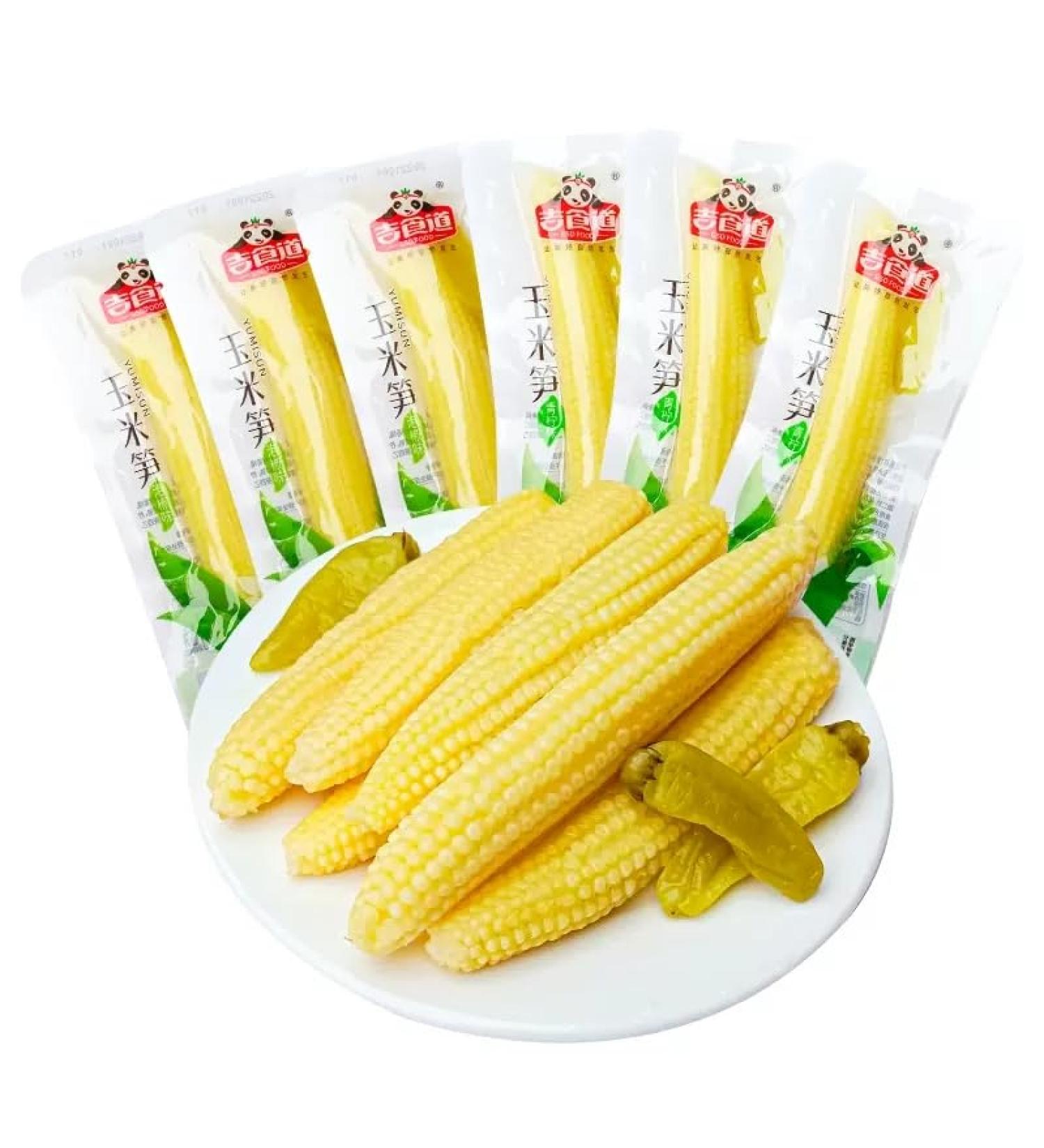 Small Corn bamboo shoots Small young corn 24g/bag hot and Spicy fresh crispy bamboo shoot crunchy tender corn vegetarian grain snack Spicy strips Latiao Chinese snack gift pack (Pickled Pepper 2bag) Pickled Pepper 2bag - Buy Online on GoSupps.com