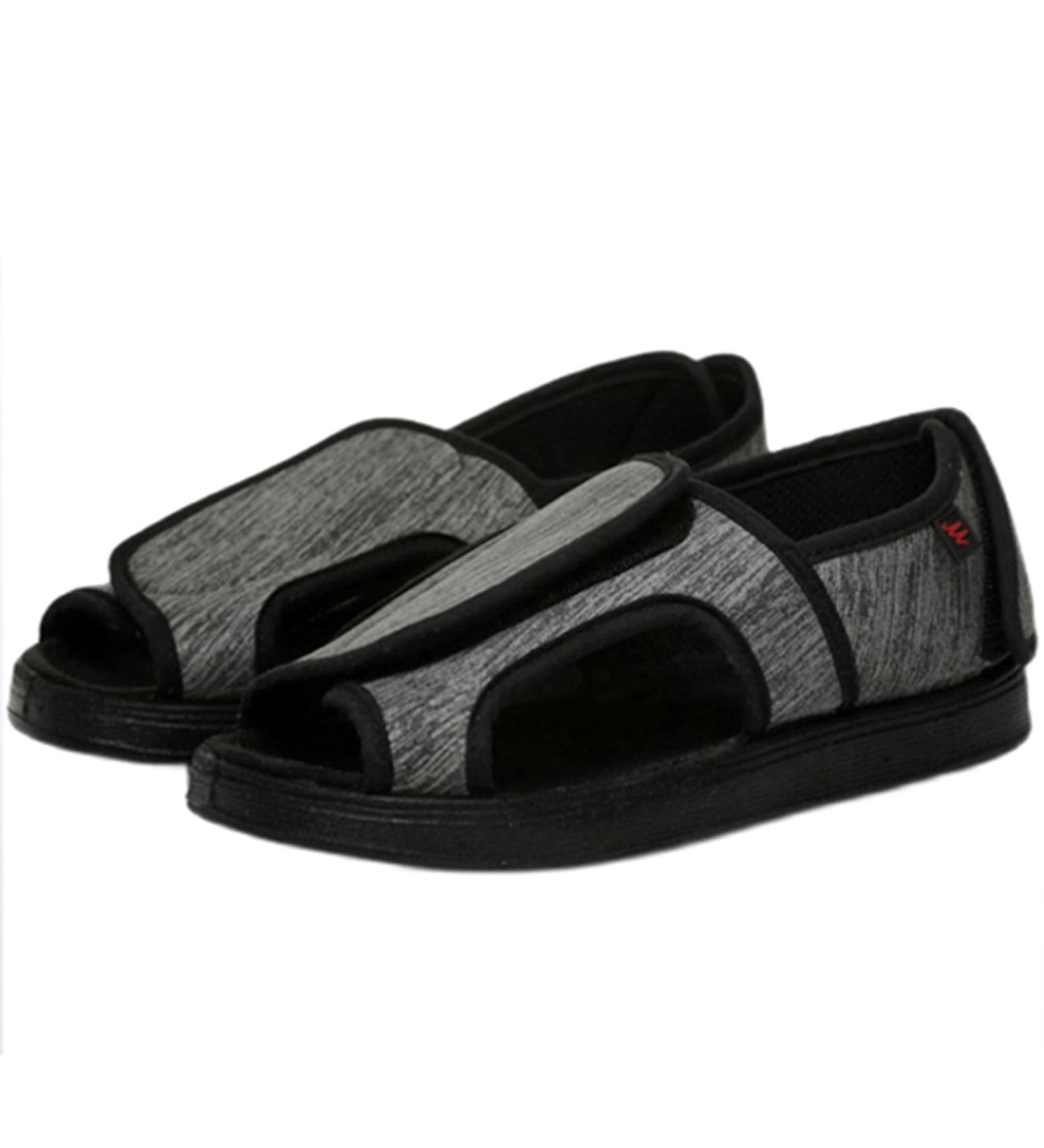 LEEWEE Open Toe Diabetic Orthopedic Slippers - Extra Wide Fit Sandals for Sensitive Feet - Grey, Size 34 - Buy Online on GoSupps.com