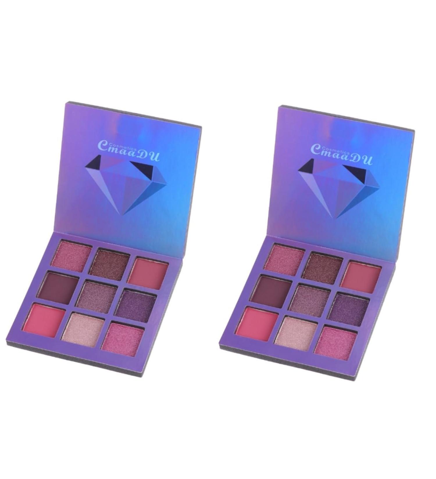 FOMIYES 2pcs 9 Eye Colors Bling Eyeshadow Metallic Makeup Cosmetic Highlighter Pearlescent Shadow Diamond 1 count (Pack of 1) Purplex2pcs - Buy Online on GoSupps.com