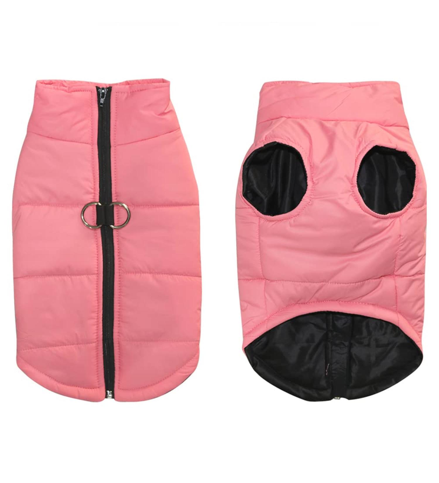 Femax Waterproof Dog Jacket - Winter Coat for Small Medium & Large Dogs | Padded Raincoat & Vest - Pink Cherry Blossom (L Chest 42cm Back 35cm) - Buy Online on GoSupps.com