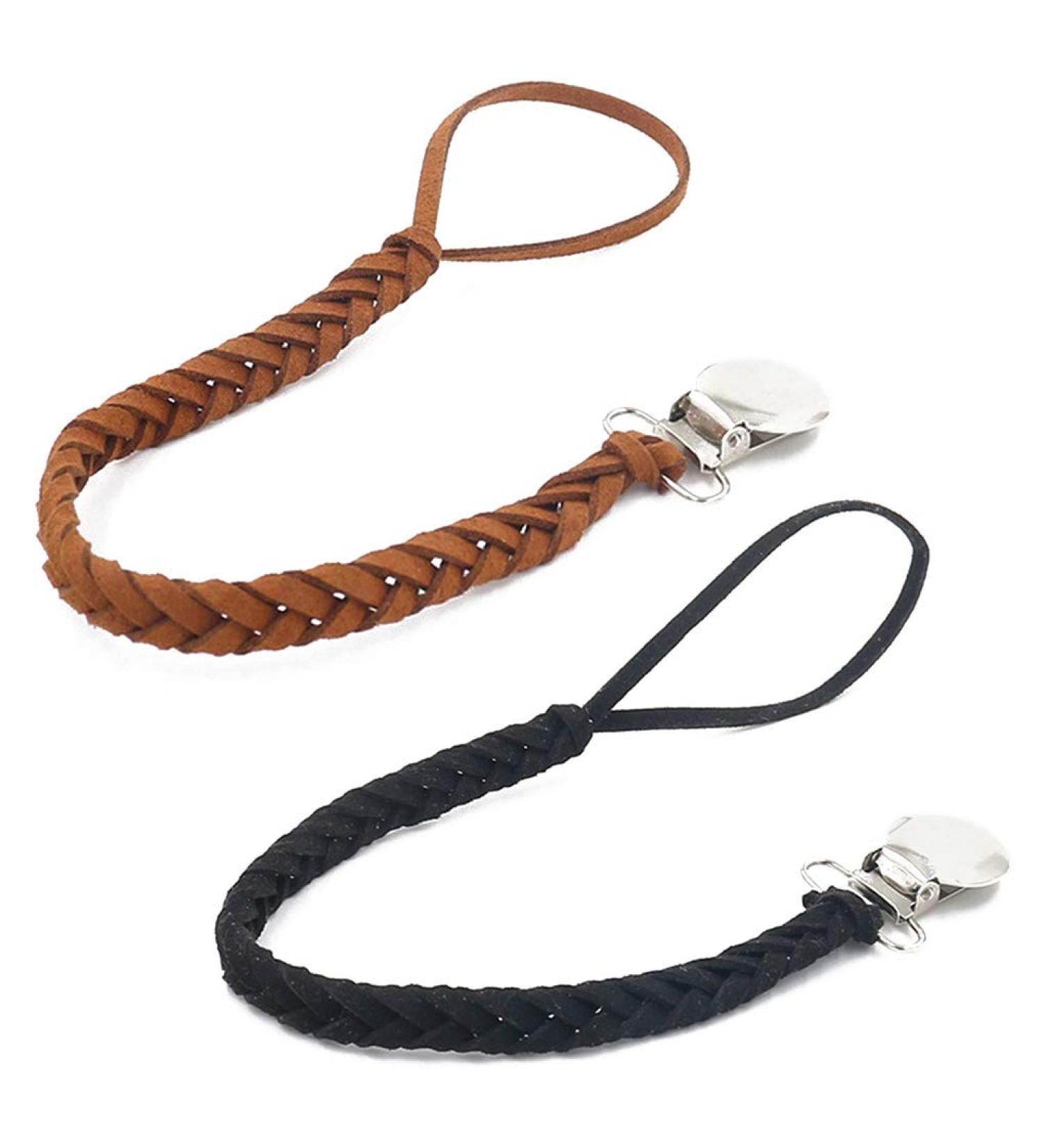 Buy Windy5 Leather Woven Pacifier Chain - Colorful Braided Clip Holder & Teether for Babies (Brown+Black) - International Shipping Available - Buy Online on GoSupps.com