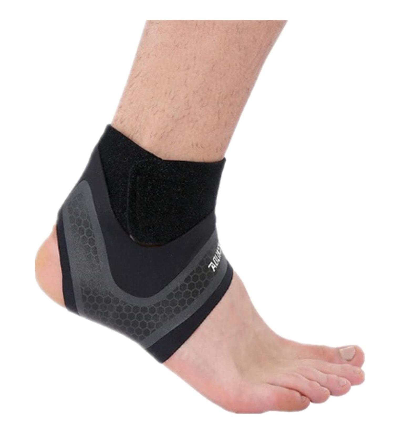 Ankle Support Compression Brace for Men & Women | Elastic Foot Sleeve for Sprains & Plantar Fasciitis Recovery - Black Right Medium - Buy Online on GoSupps.com