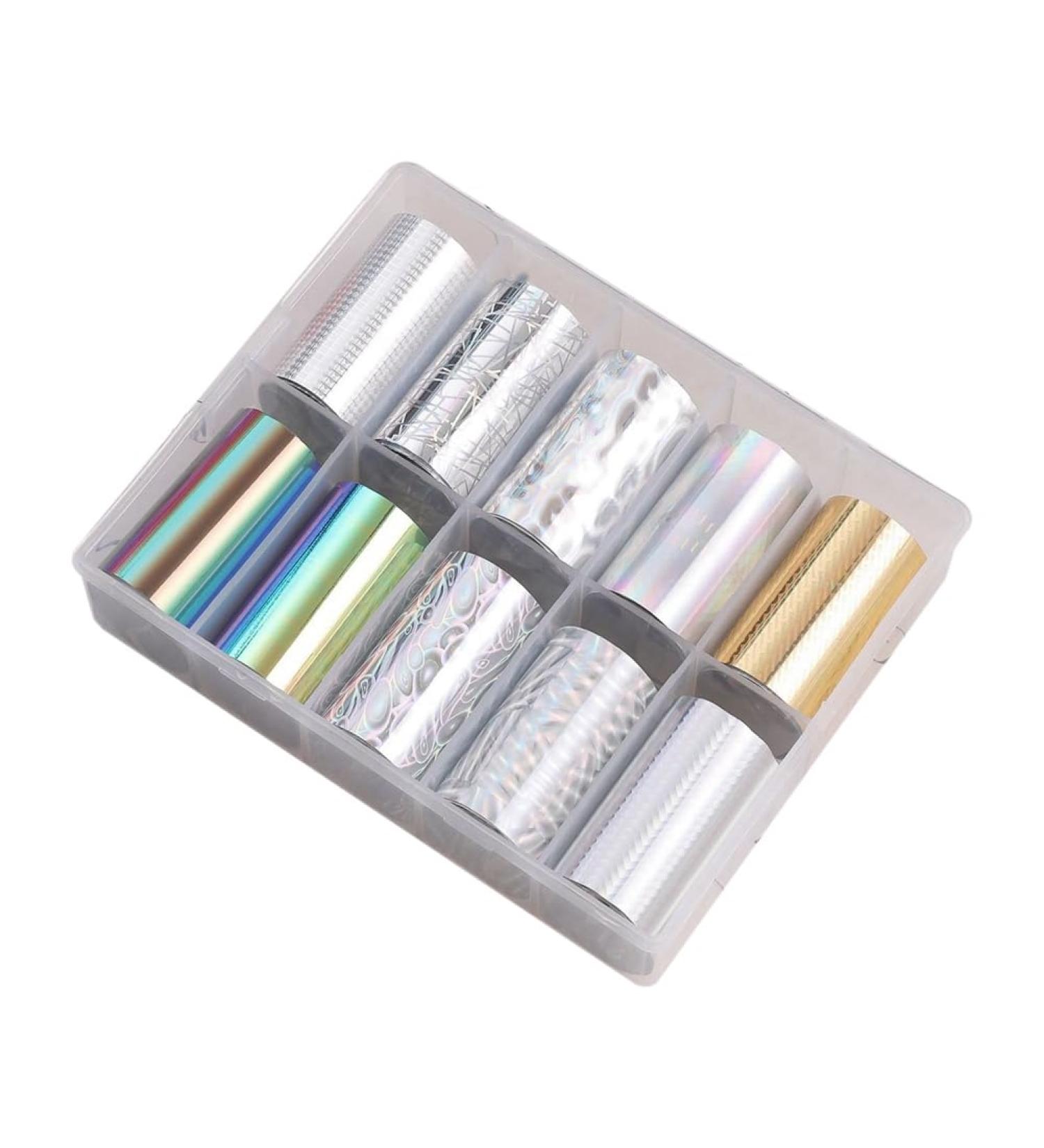 Xptieeck 10 Rolls Nail Foils Polish Stickers Metal Color Starry Paper Transfer Foil Wraps Adhesive Decals Nail Art Decorations - Buy Online on GoSupps.com