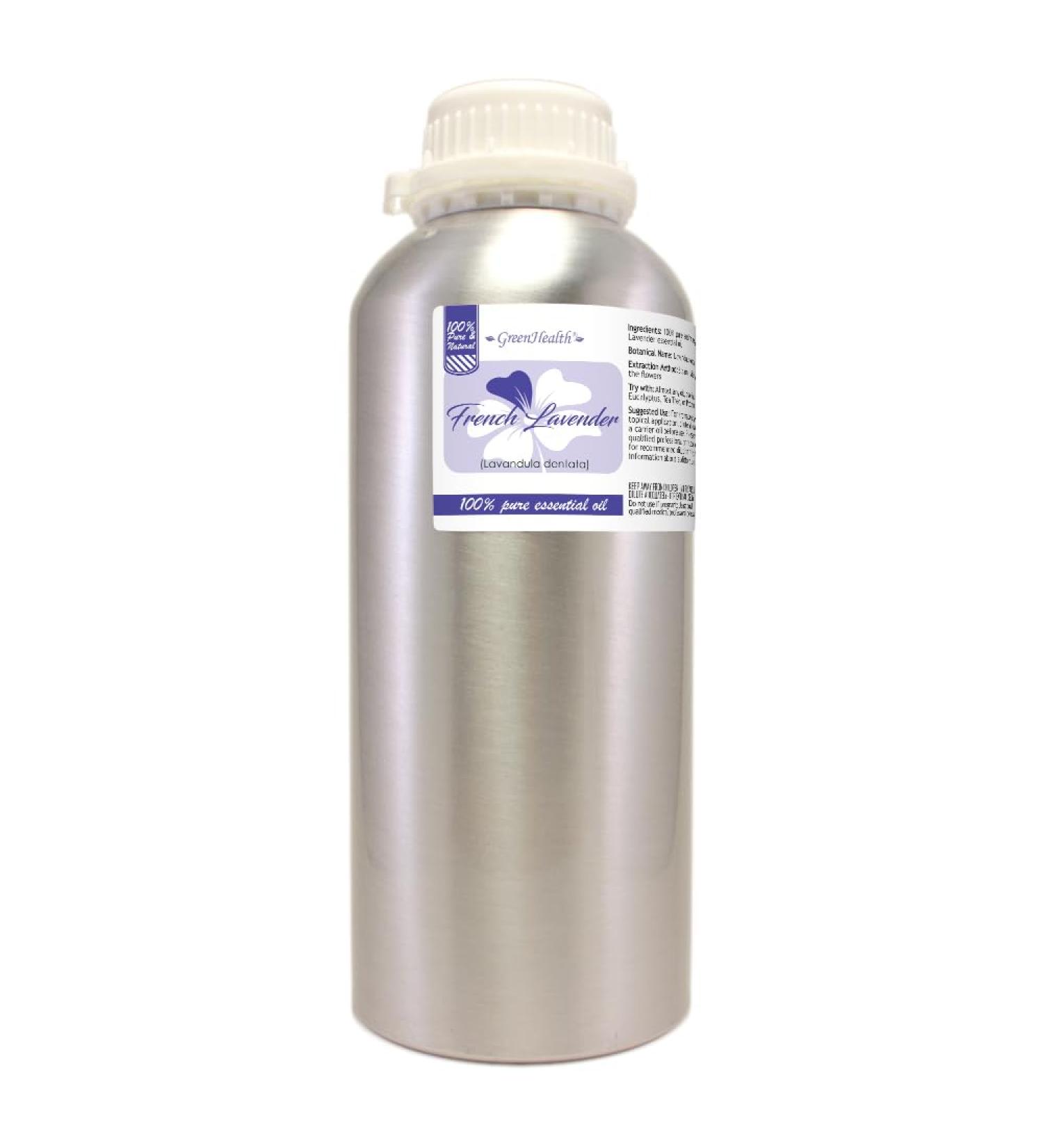 French Lavender Essential Oil 32 fl oz (946 ml) Aluminum Bottle w/Plug Cap 100% Pure Essential Oil GreenHealth - Buy Online on GoSupps.com