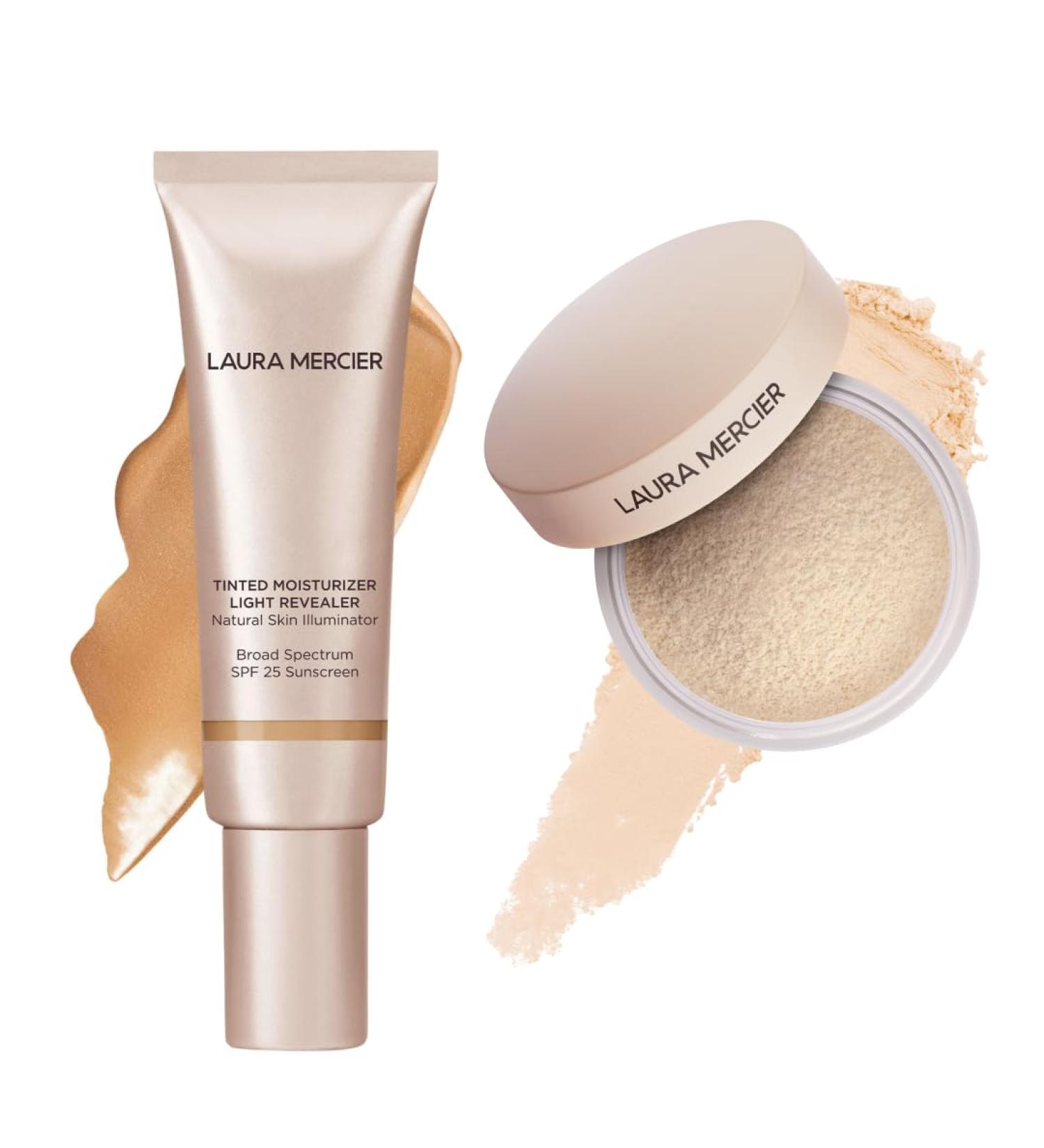 Laura Mercier Tinted Moisturizer Light Revealer with SPF 25 Luminous Finish Shade 3N1 Sand and Translucent Loose Talc-Free Setting Powder Ultra-Blur: Hyaluronic Acid Infused Shade Translucent Bund - Buy Online on GoSupps.com