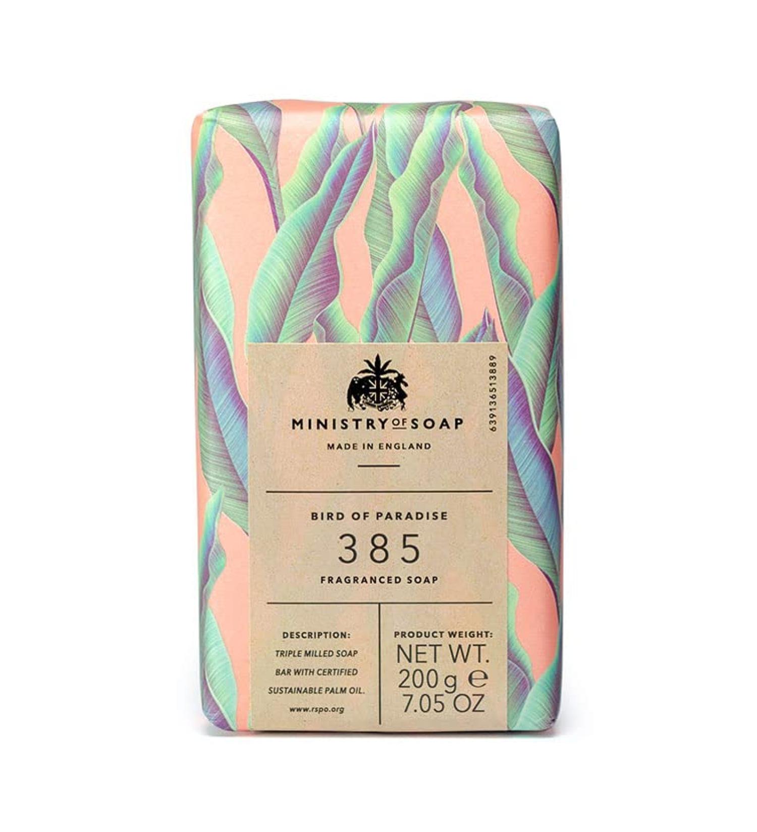 Ministry of Soap Natural Rainforest Wrapped Soap Naturally Coloured Triple-Milled Soap Bird of Paradise 200g - Buy Online on GoSupps.com