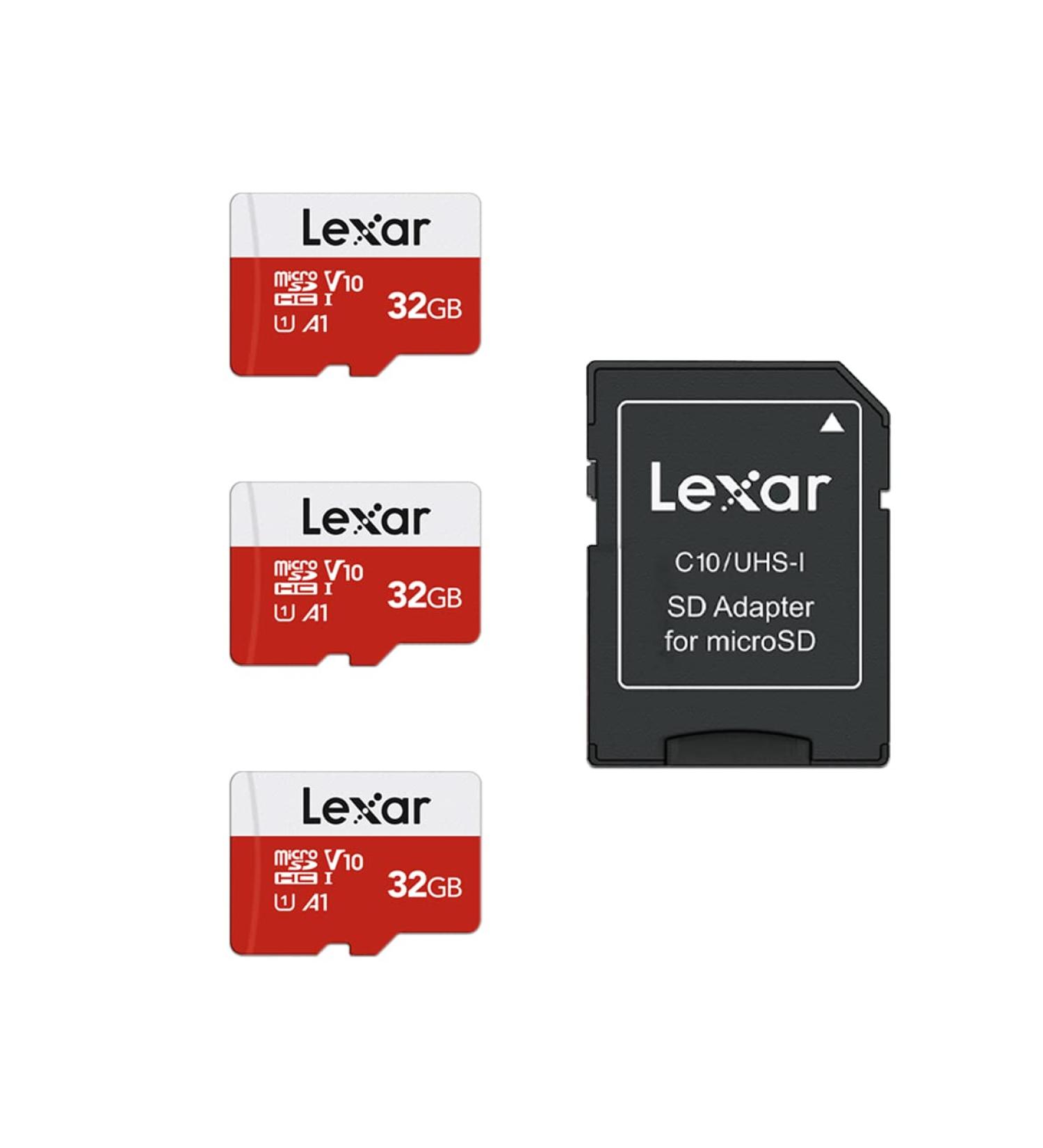Lexar 32GB Micro SD Card 3 Pack with Adapter - Up to 100MB/s, U1 Class10 V10 A1, High Speed TF Card (3 Cards + 1 Adapter) - Buy Online on GoSupps.com