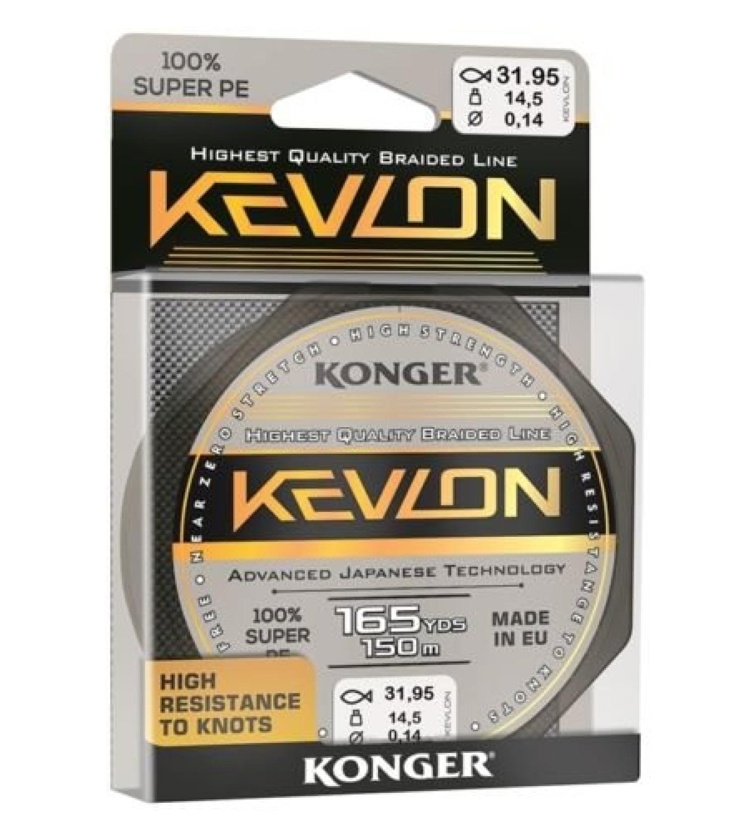 Konger Braided Line KEVLON Black 4-Way Braided Line Fishing Line 150m 0.06-0.20mm (0.07 /m) 0.14mm