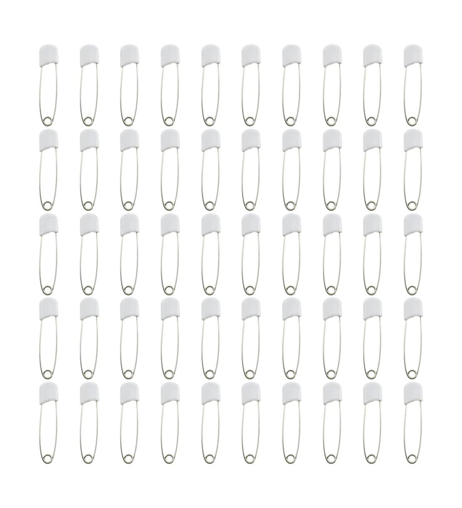 HAHIYO 52mm Plastic Head Cloth Pins - 50 PCS Stainless Steel Diaper Pins for Socks, Towels, Bed Sheets - White - Buy Online on GoSupps.com