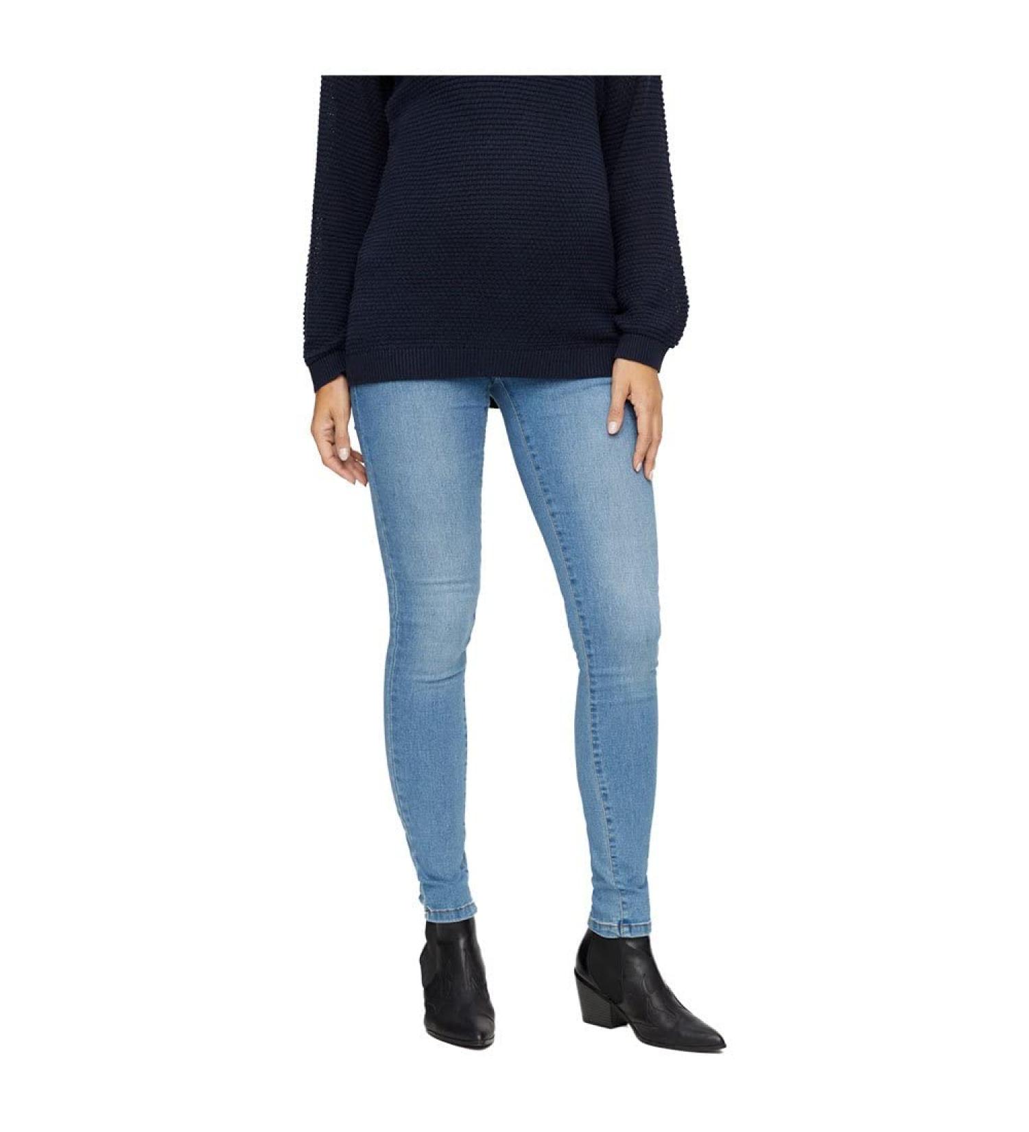 MAMALICIOUS Women's Slim Jeans 31W/32L Washed Light Blue Denim | Maternity Jeans - Buy Online on GoSupps.com