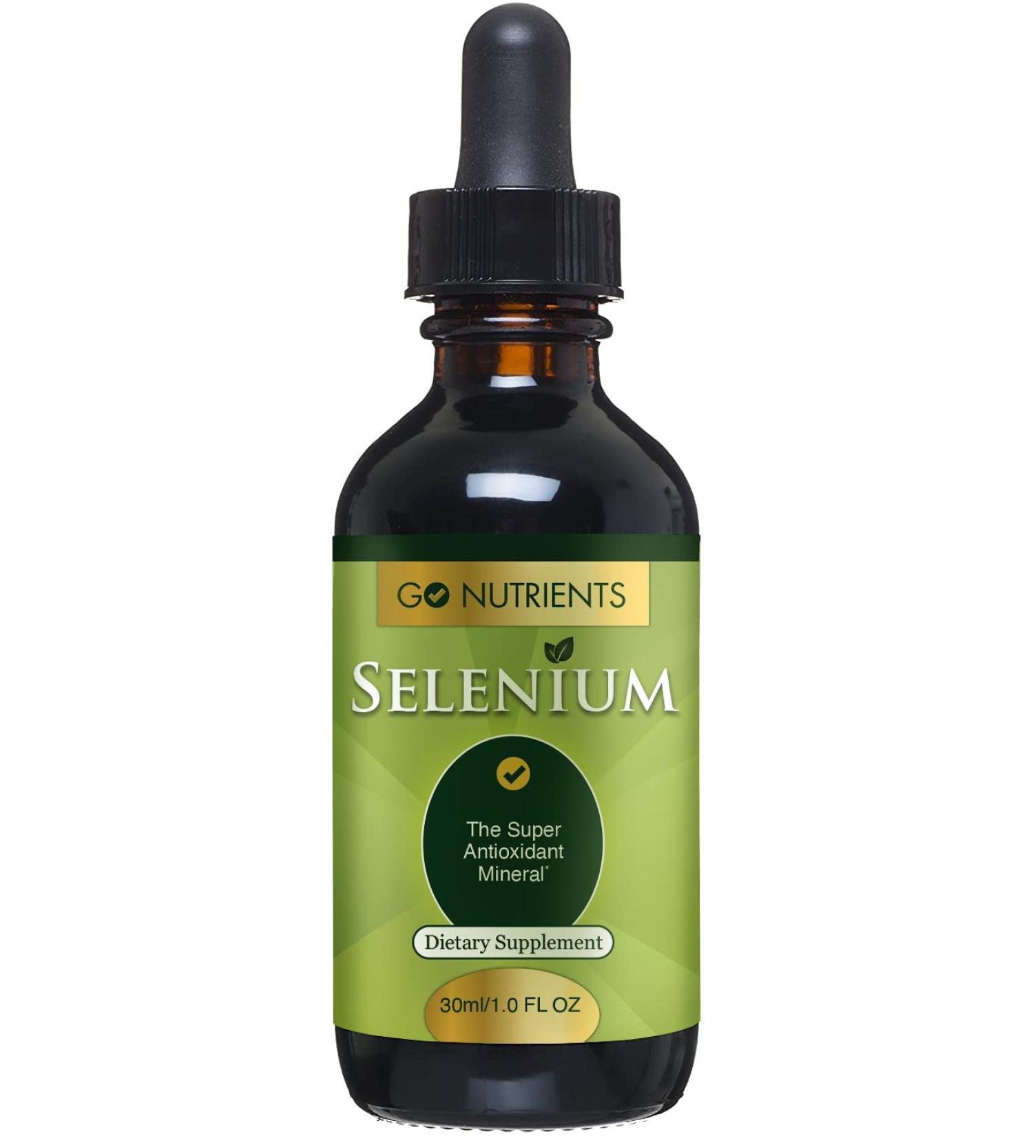 Selenium 200mcg Liquid Drops Supplement - Yeast-Free Herbal Formula with Trace Minerals - 1.0 oz Bottle - Buy Online on GoSupps.com