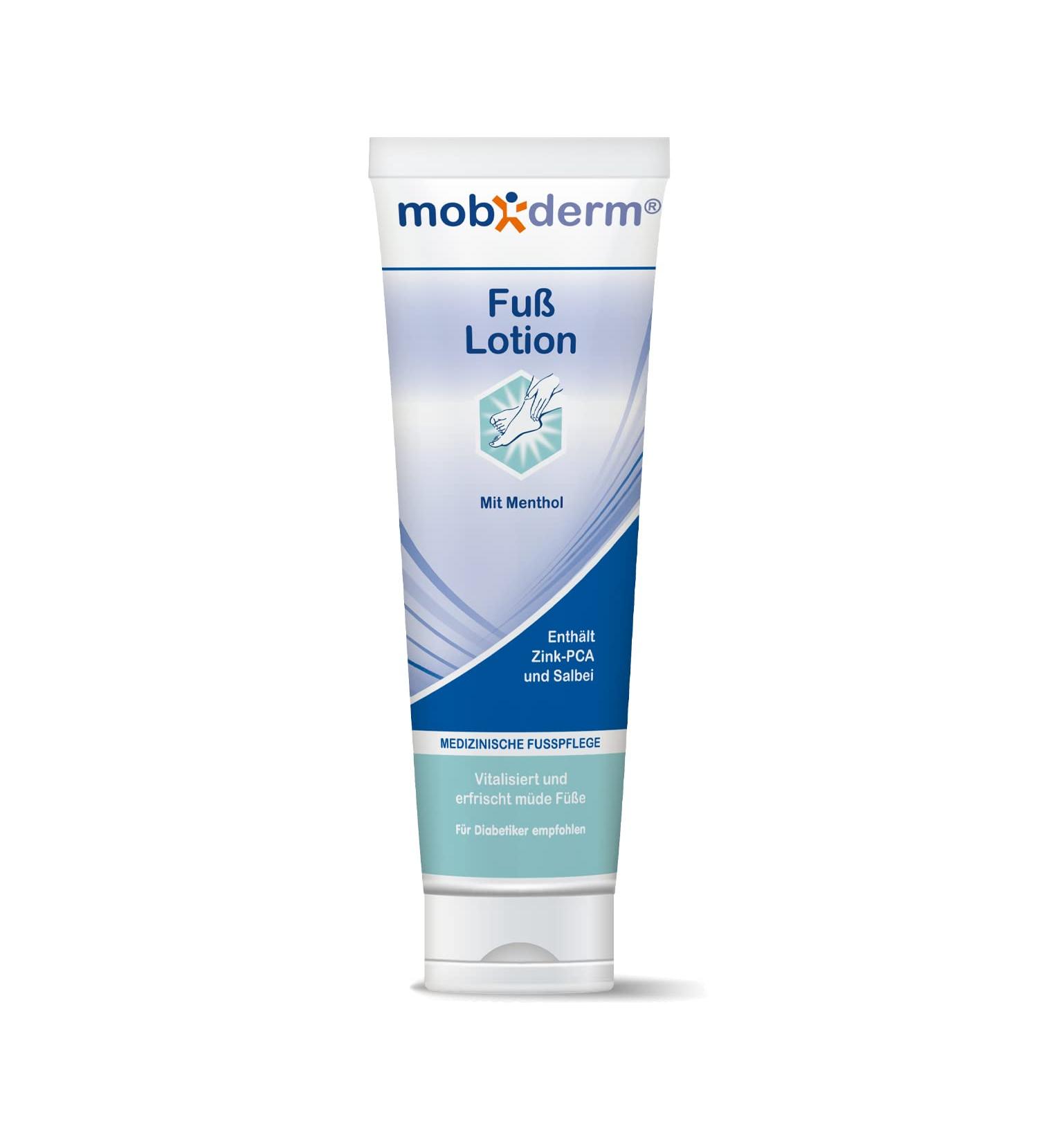 Mobiderm Foot Lotion - Medical Foot Care with Menthol Zinc PCA & Sage Oil for Diabetics - 100ml | International Shipping - Buy Online on GoSupps.com