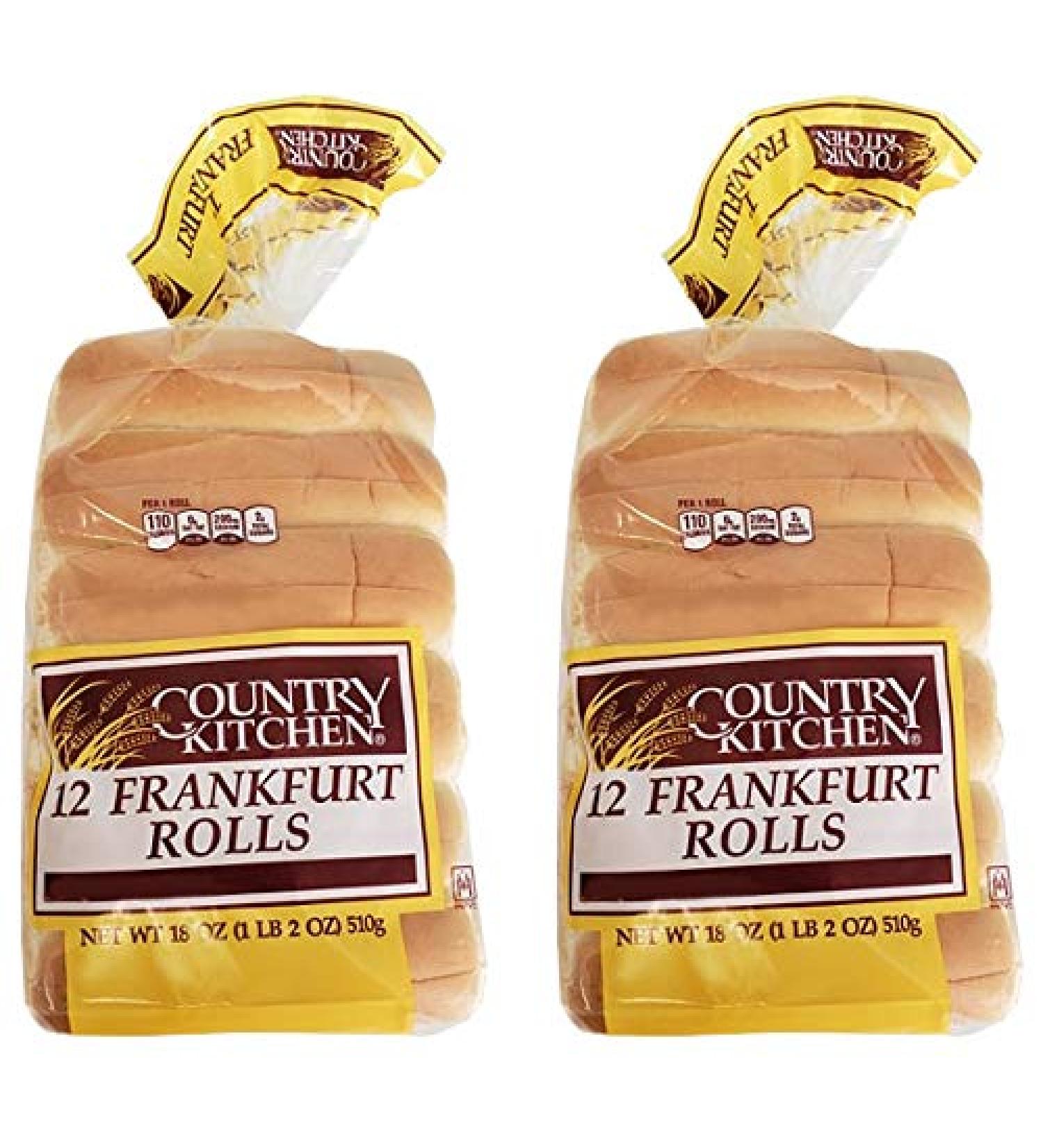 Country Kitchen Frankfurter Rolls for Hot Dogs or Maine Lobster - Pack of 12 or 24 Count 1.12 Pound (Pack of 2)