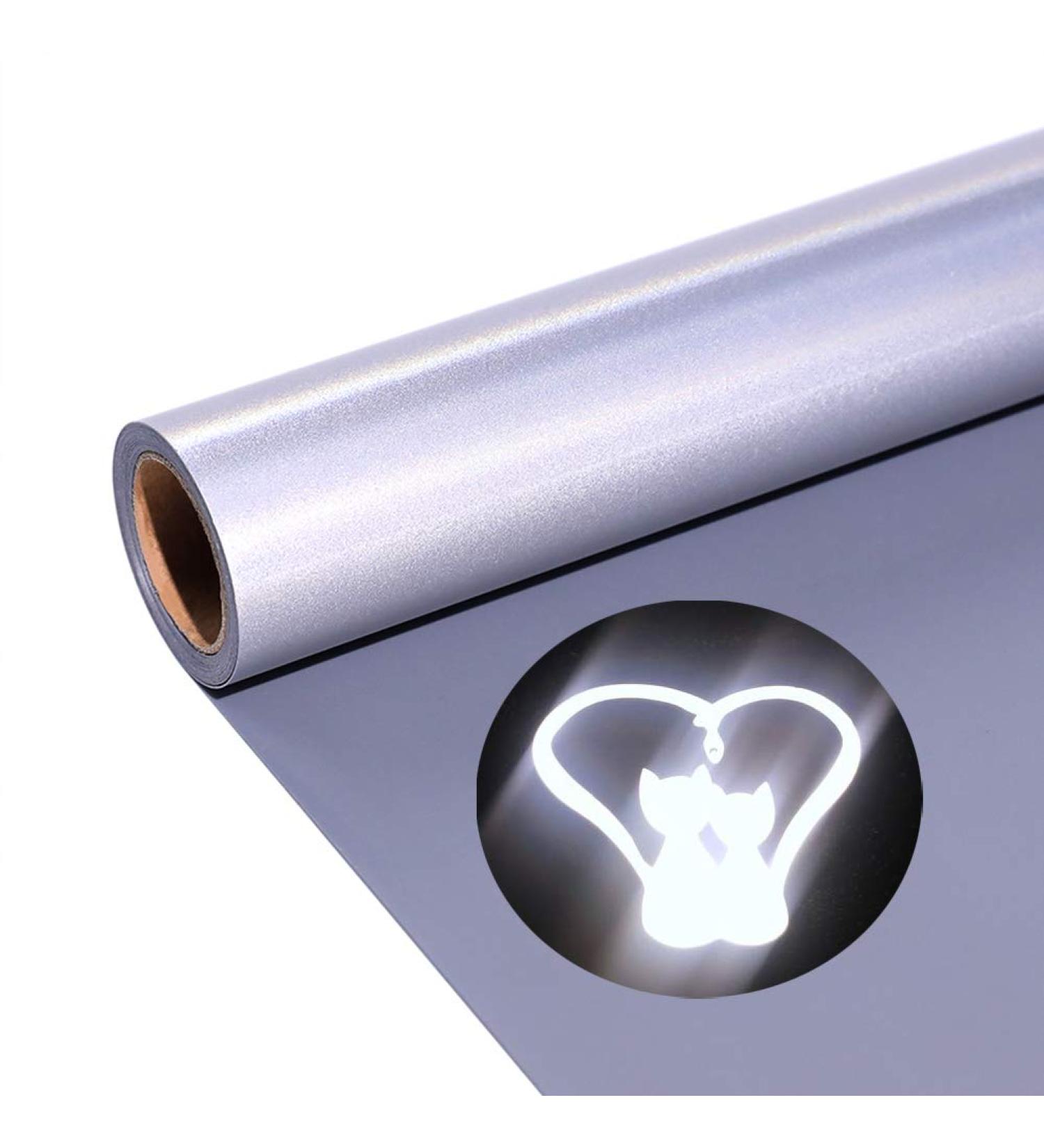 Reflective Heat Transfer Vinyl 12x6' for T-Shirts | Reflective Grey HTV Vinyl Roll for Silhouette Cameo | Easy Cut & Weed Iron On Vinyl - Buy Online on GoSupps.com