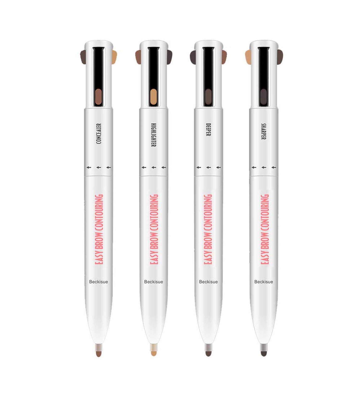 4-in-1 Eyebrow Contour Pen Waterproof Defining Highlighting Eye Brow Eyebrow Pencil Natural Brows Makeup Cosmetic Tool Black Brown - Buy Online on GoSupps.com