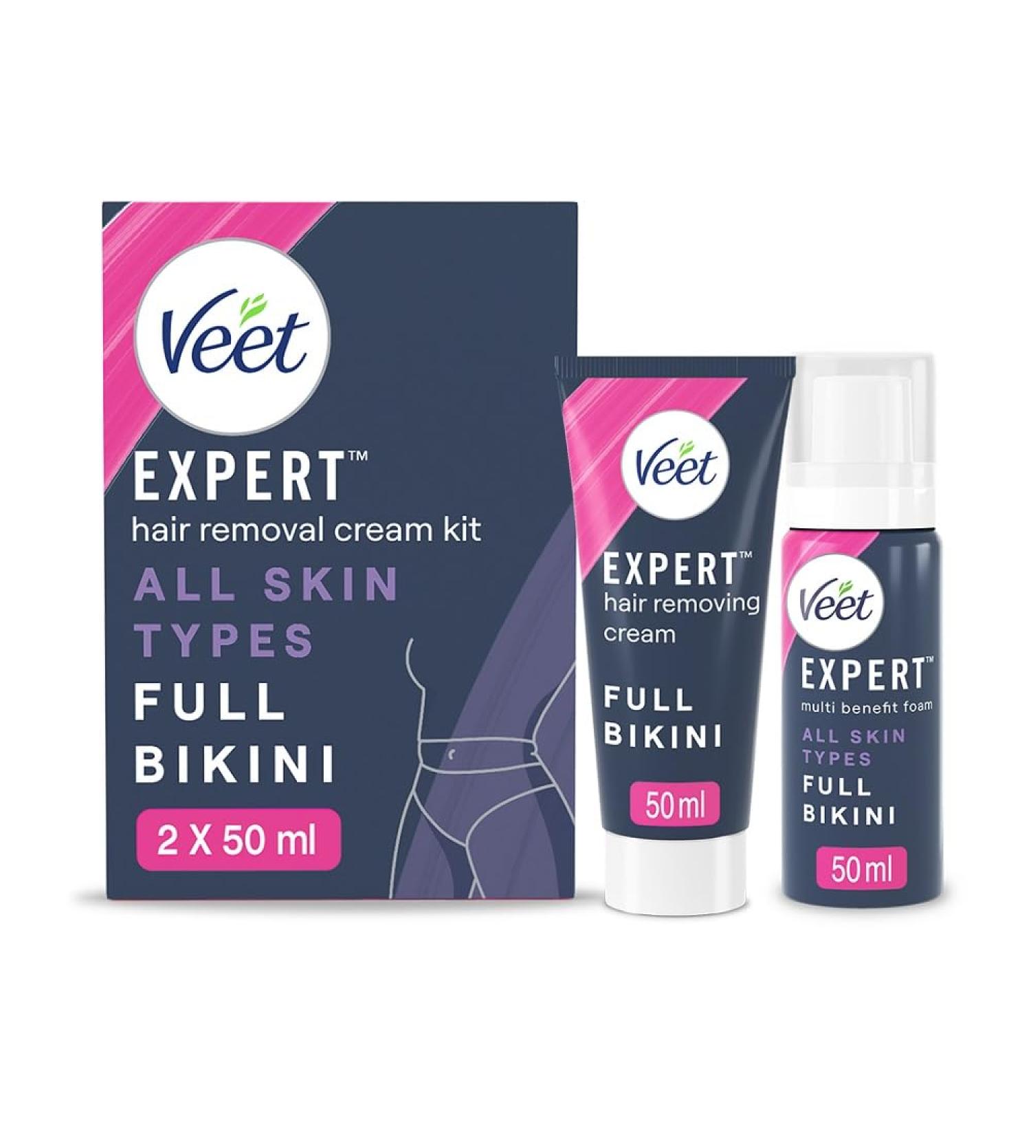 Veet Expert Hair Removal Cream Kit - Full Bikini, All Skin Types - 200ml (Pack of 1) - Buy Online on GoSupps.com