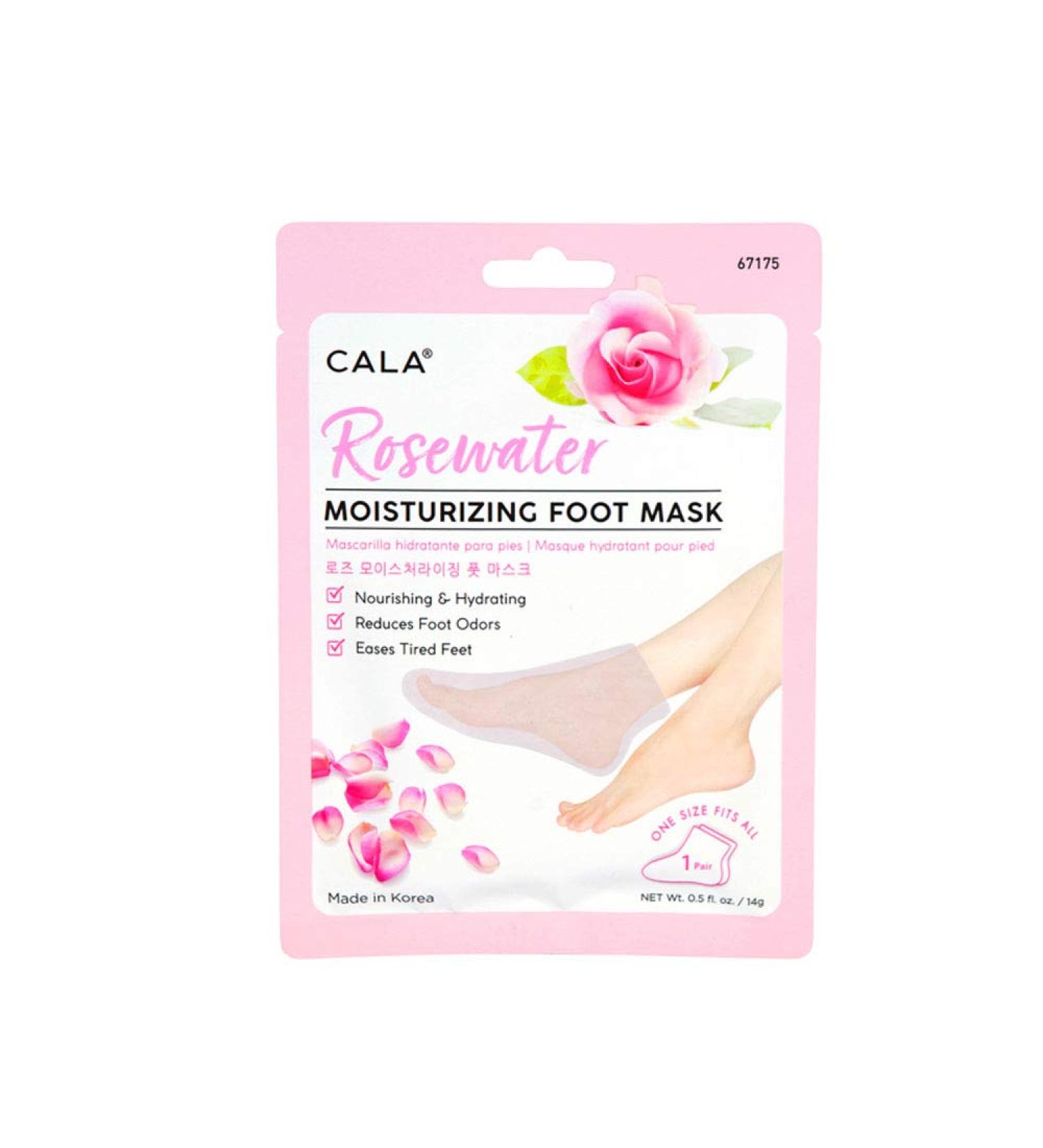 Cala Moisturizing Pedicure Foot Masks Pack of 3 Foot Moisturizing Socks (Rosewater)