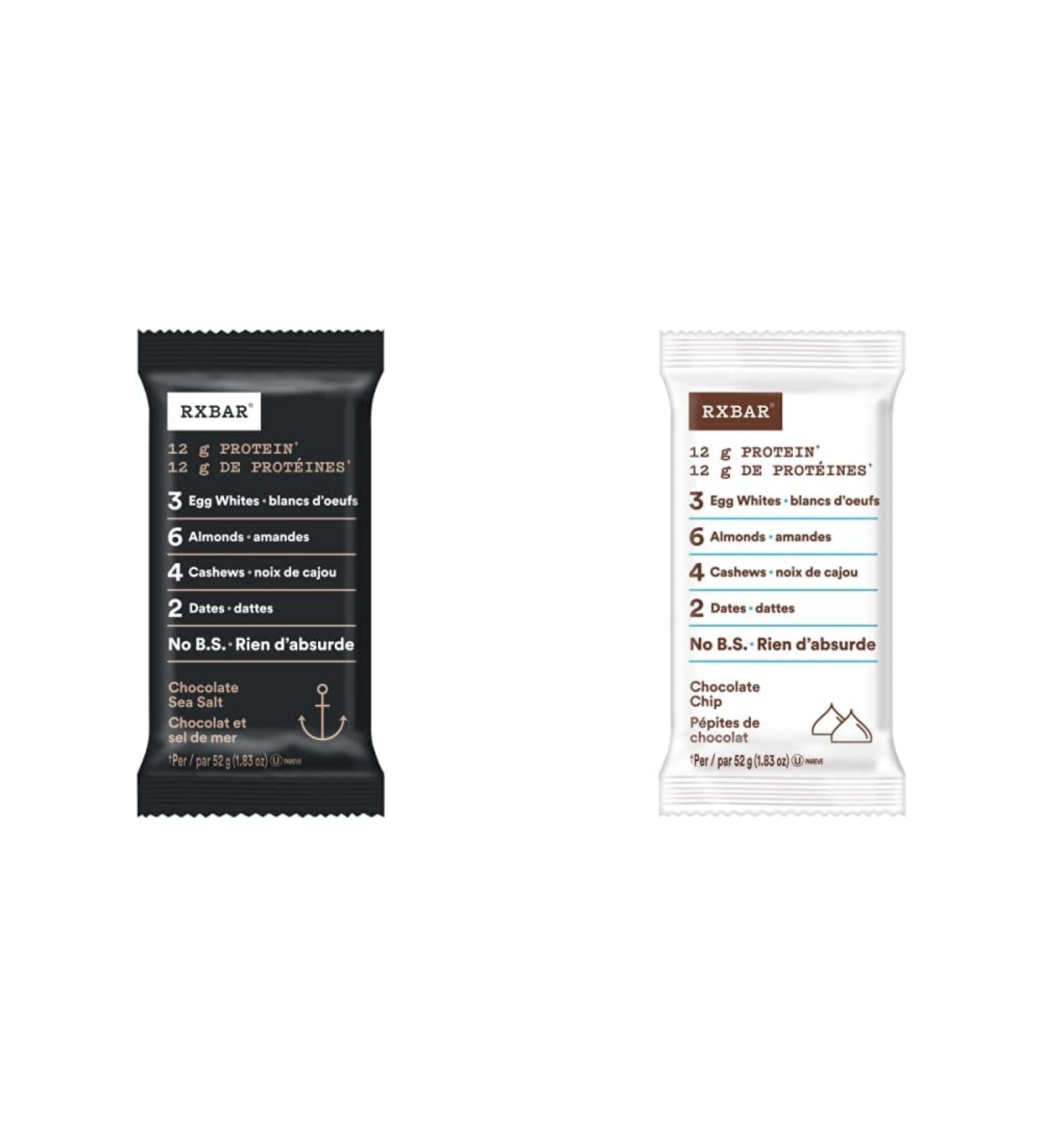 RXBAR Protein Bar Chocolate Sea Salt 12x52g (Pack of 12) | Chocolate Chip Protein Bar 52g Bar + Protein Bar Chocolate Chip - Buy Online on GoSupps.com
