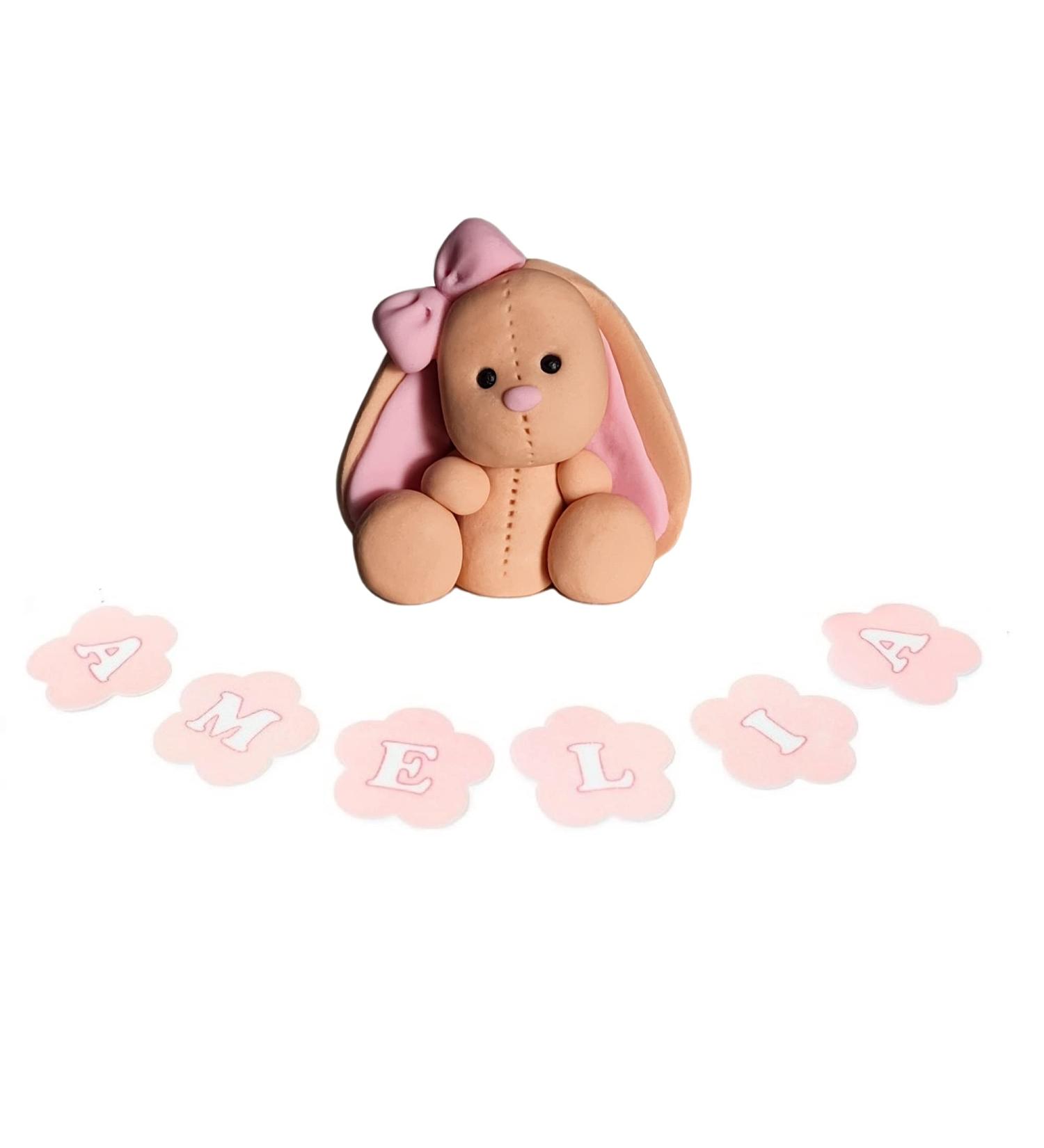 Brown Bunny Cake Topper 100% EDIBLE Decoration Personalised Name - Buy Online on GoSupps.com