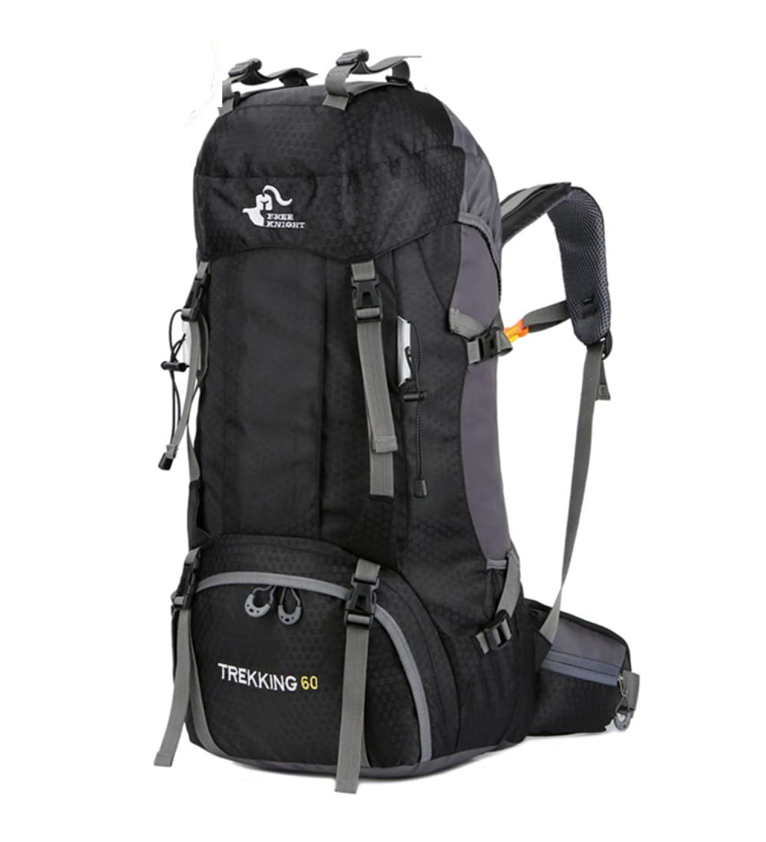Bseash 60L Waterproof Lightweight Hiking Backpack with Rain Cover - Black | Perfect for Climbing, Camping, and Travel - Buy Online on GoSupps.com