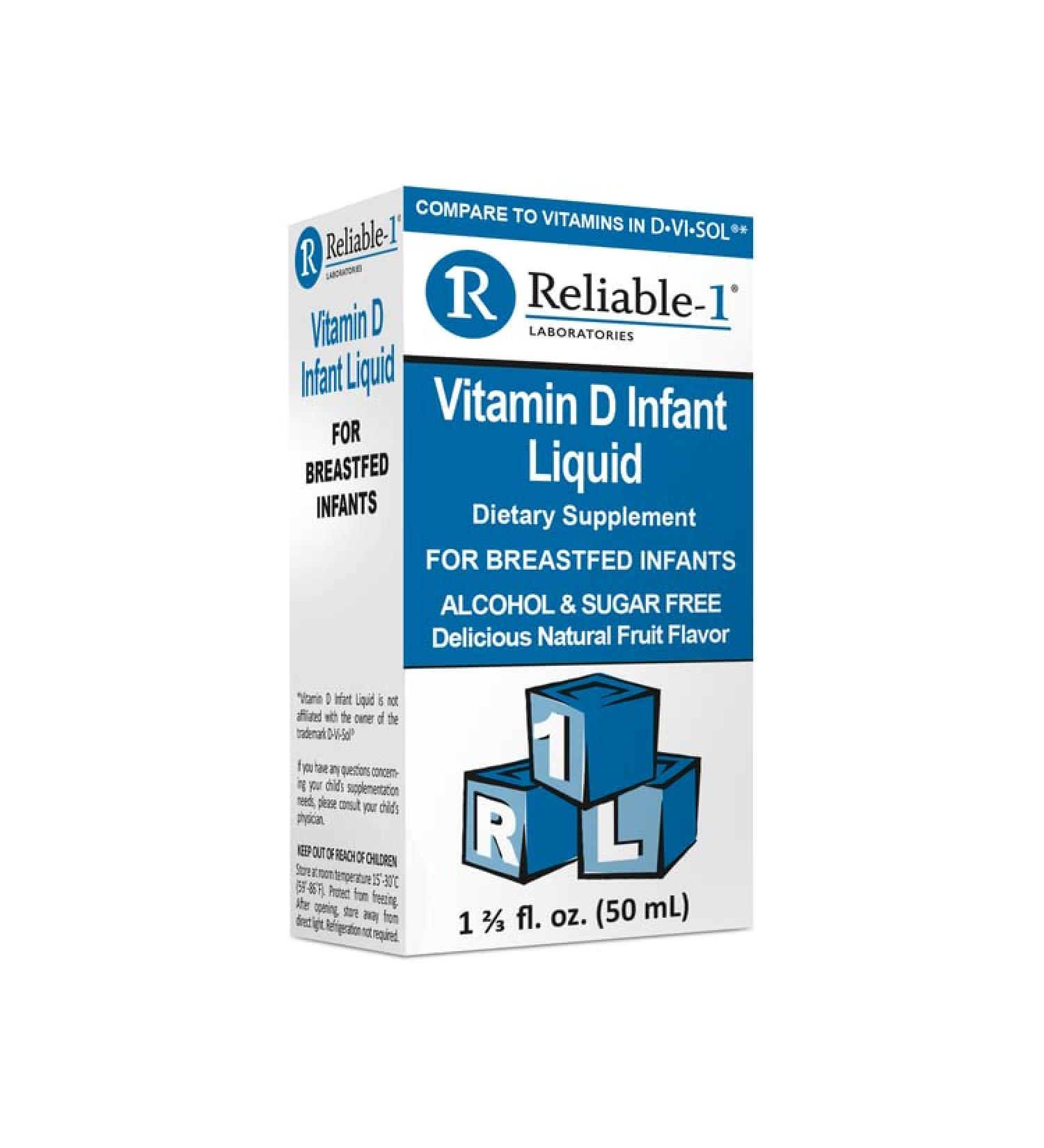 Reliable 1 Baby Vitamin D Drops for Breastfed Infants - 50 mL | Alcohol & Sugar Free - Buy Online on GoSupps.com