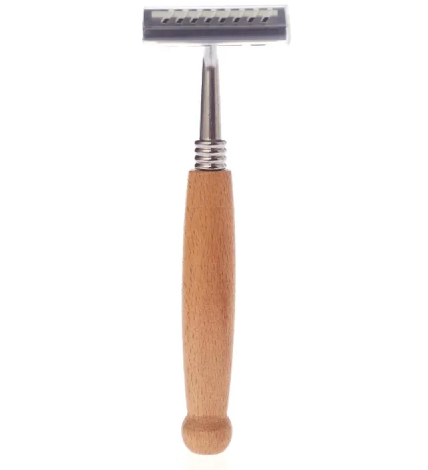 Ecological razor razor with wooden handle and stainless steel blade 2 Women and men sound in an environmentally friendly way